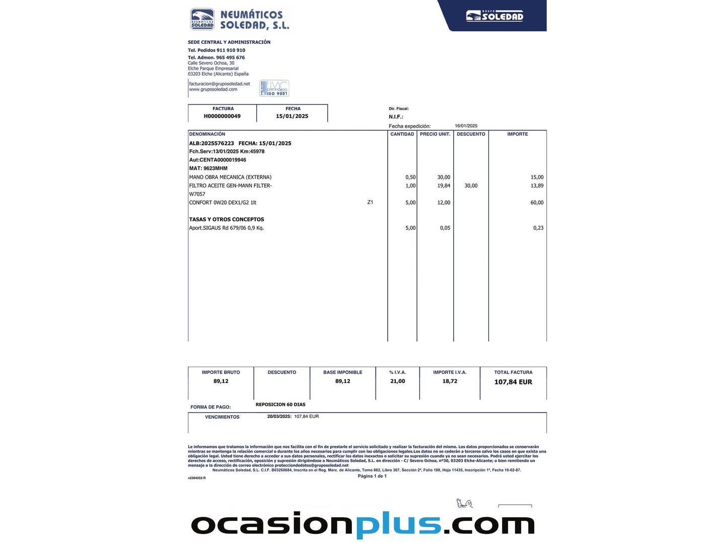Foto del mantenimiento del Ford Focus Ford Focus 1.0 Ecoboost MHEV ST-Line (125 CV)