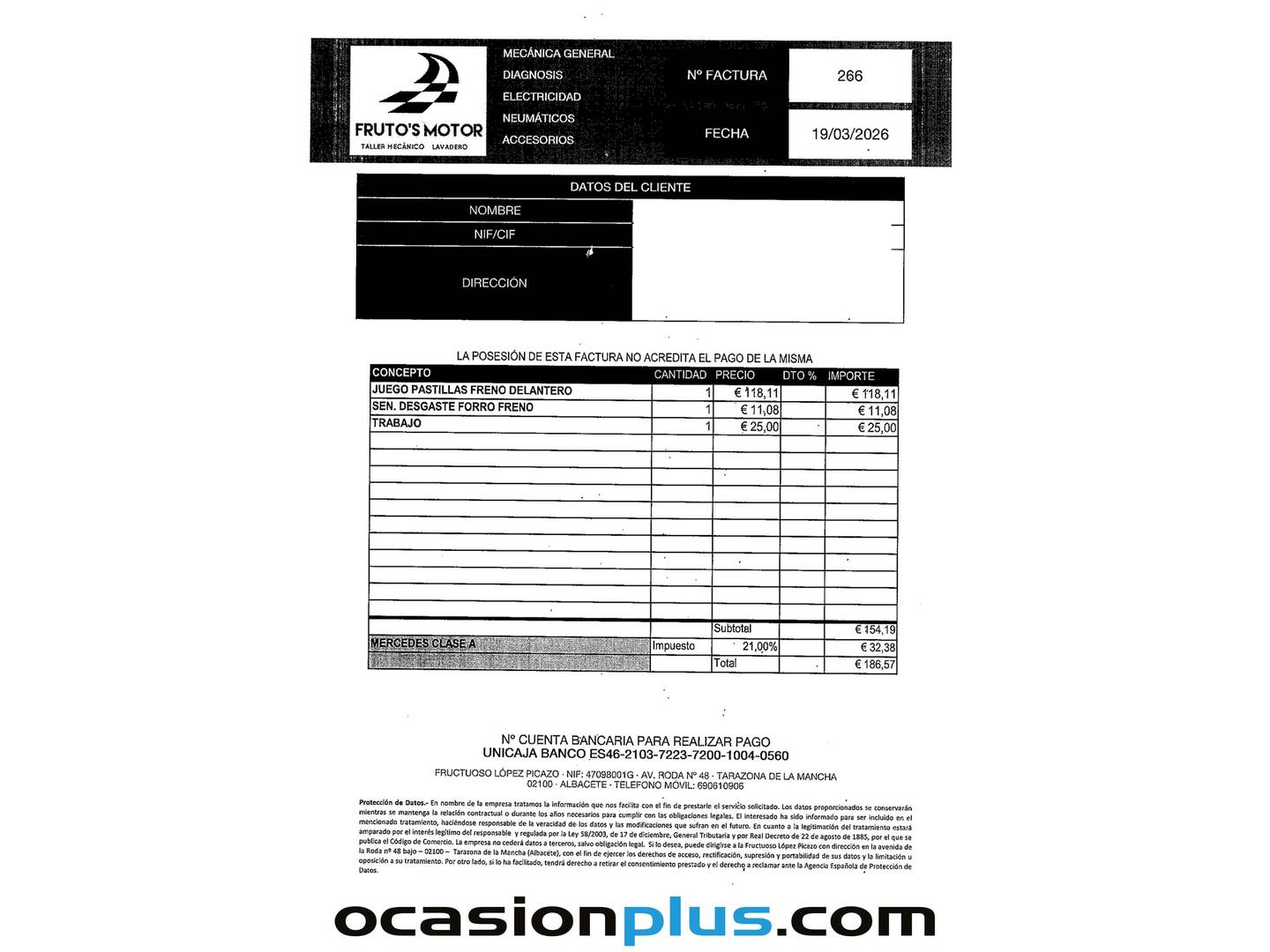 Foto del mantenimiento del Mercedes Clase A Mercedes Clase A 200 d Style (136 CV)