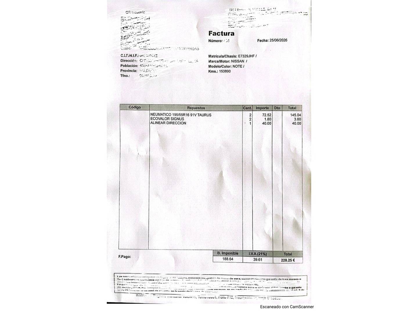 Foto del mantenimiento del Nissan NOTE Nissan Note 1.2G DIG-S Tekna Sport Xtronic (98 CV)