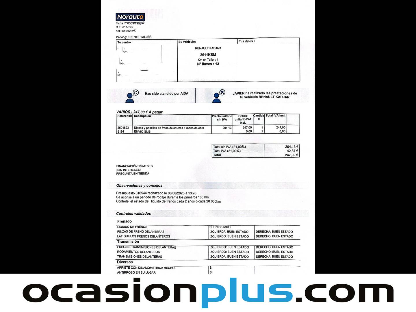 Foto del mantenimiento del Renault Kadjar Renault Kadjar S -Edition GPF TCe  (140 CV)
