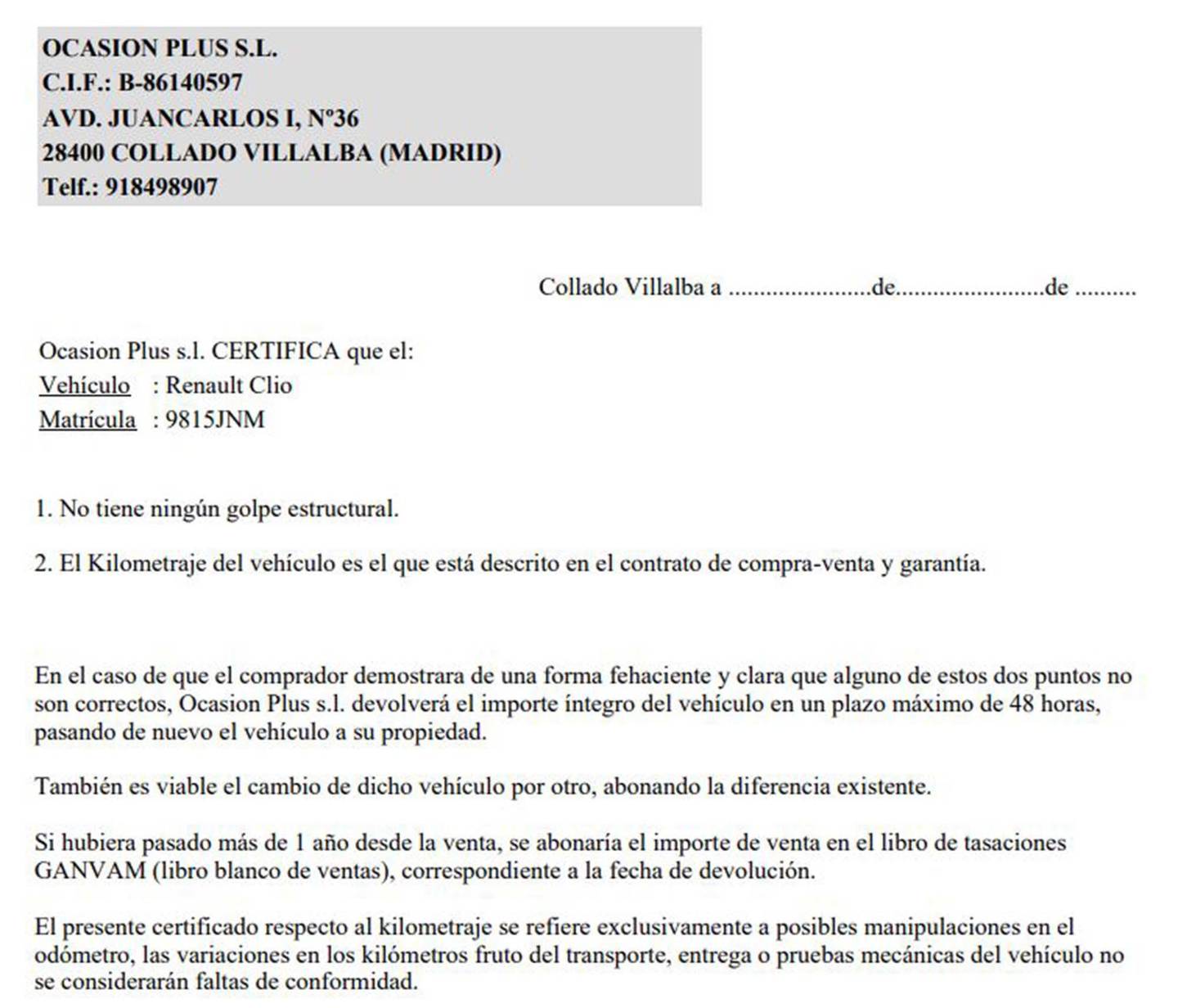 Foto del certificado del Renault Clio Renault Clio TCe 90 Technofeel Energy eco2 (90 CV)