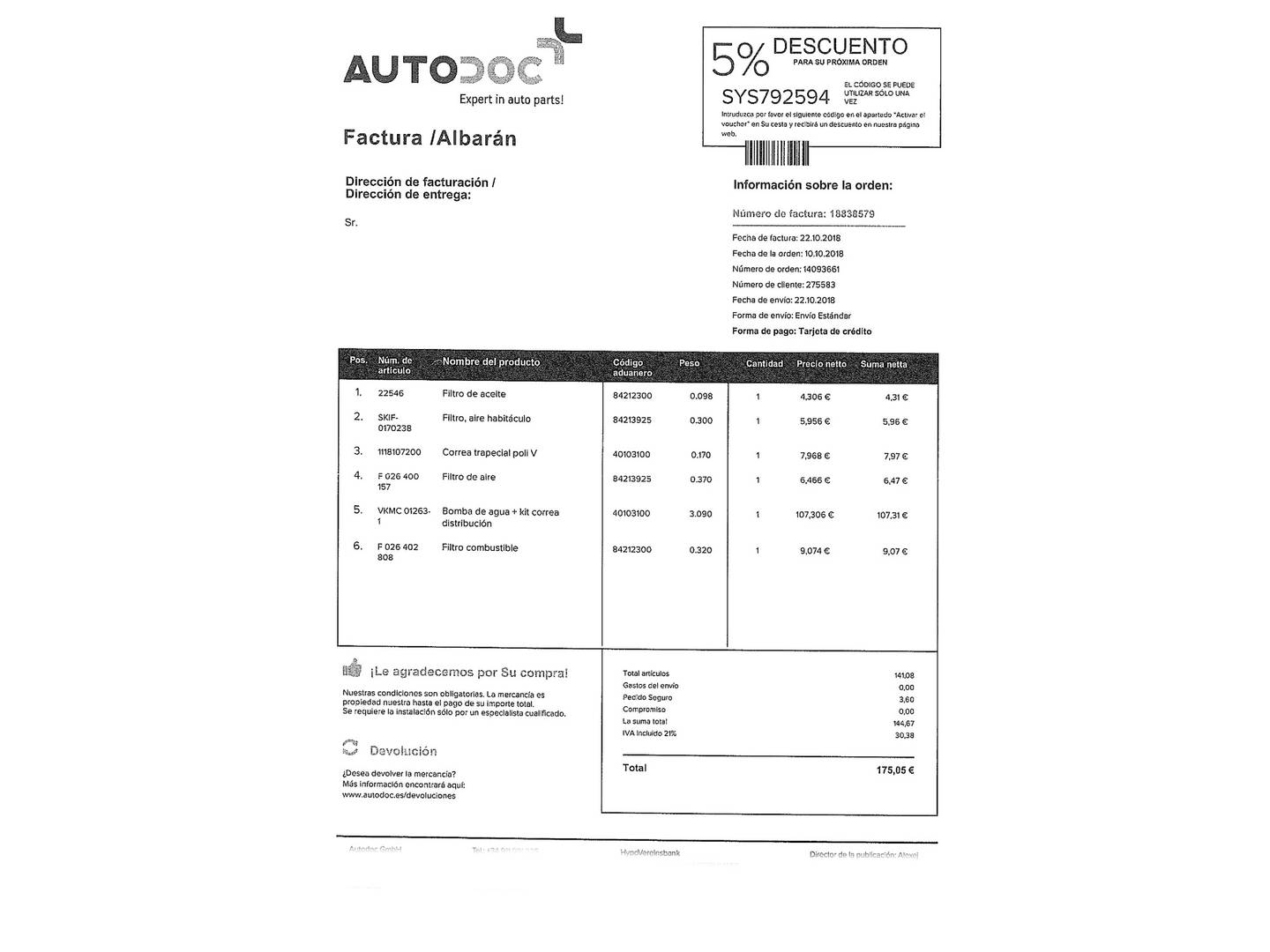 Foto del mantenimiento del Audi A4 Audi A4 Avant 2.0 TDI DPF (143 CV)