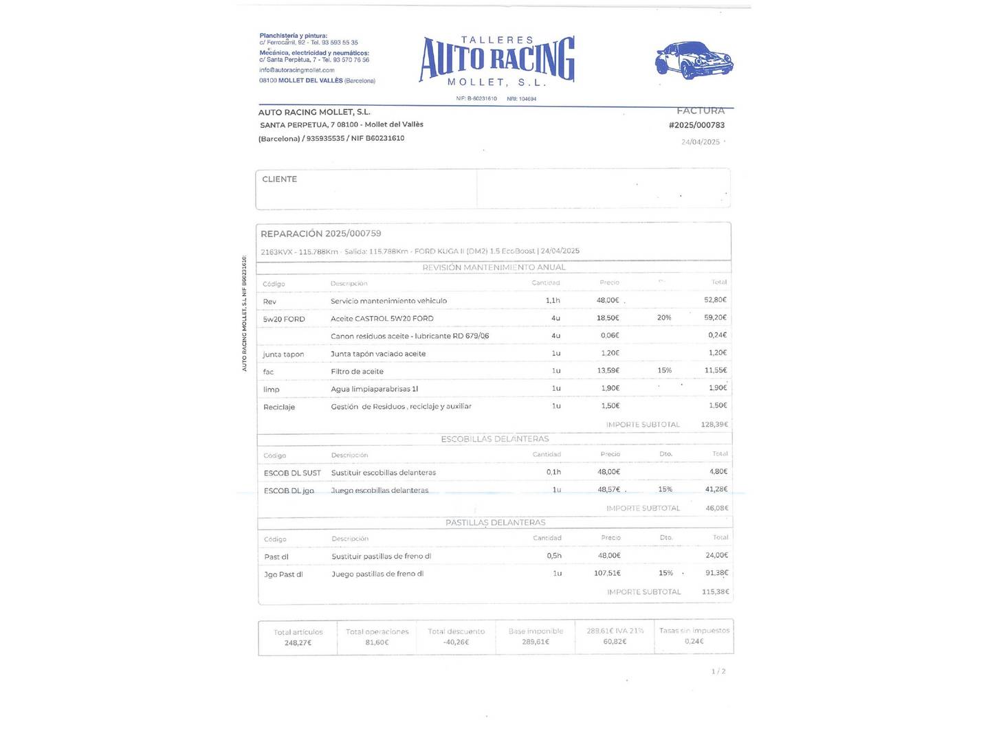 Foto del mantenimiento del Ford Kuga Ford Kuga 1.5 EcoBoost S&S Trend+ 4x2 (150 CV)