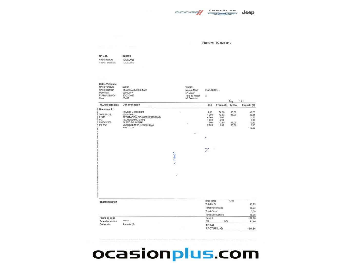 Foto del mantenimiento del Suzuki S-Cross Suzuki S-Cross 1.4 DITC Mid Hybrid GLX (129 CV)