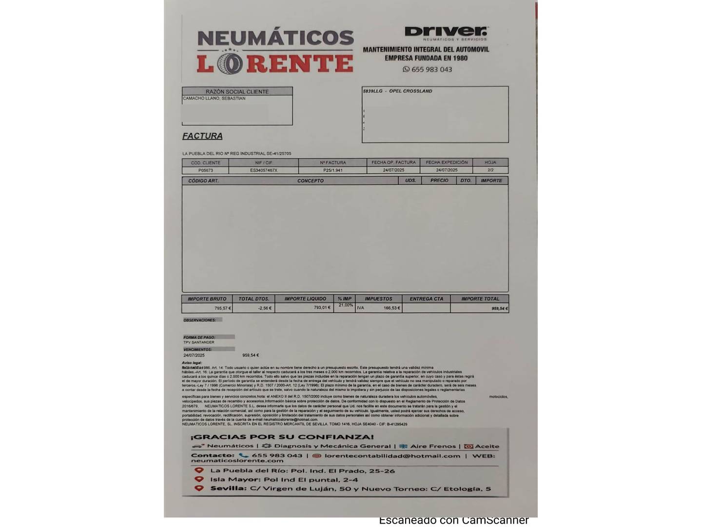 Foto del mantenimiento del Opel Crossland X Opel Crossland X 1.2 Opel 2020 (110 CV)