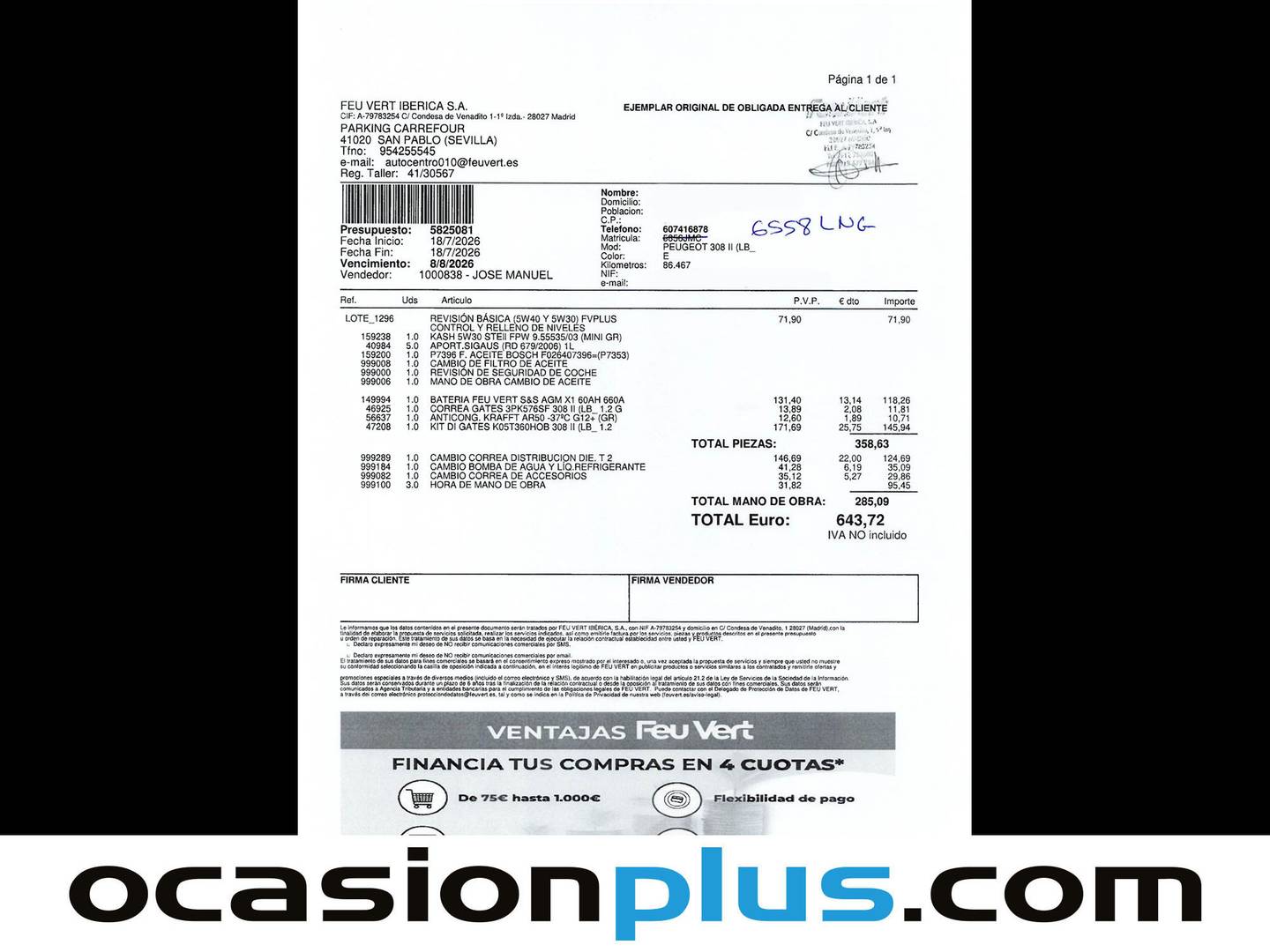 Foto del mantenimiento del Opel Corsa Opel Corsa 1.2 Turbo XHL Elegance (100 CV)