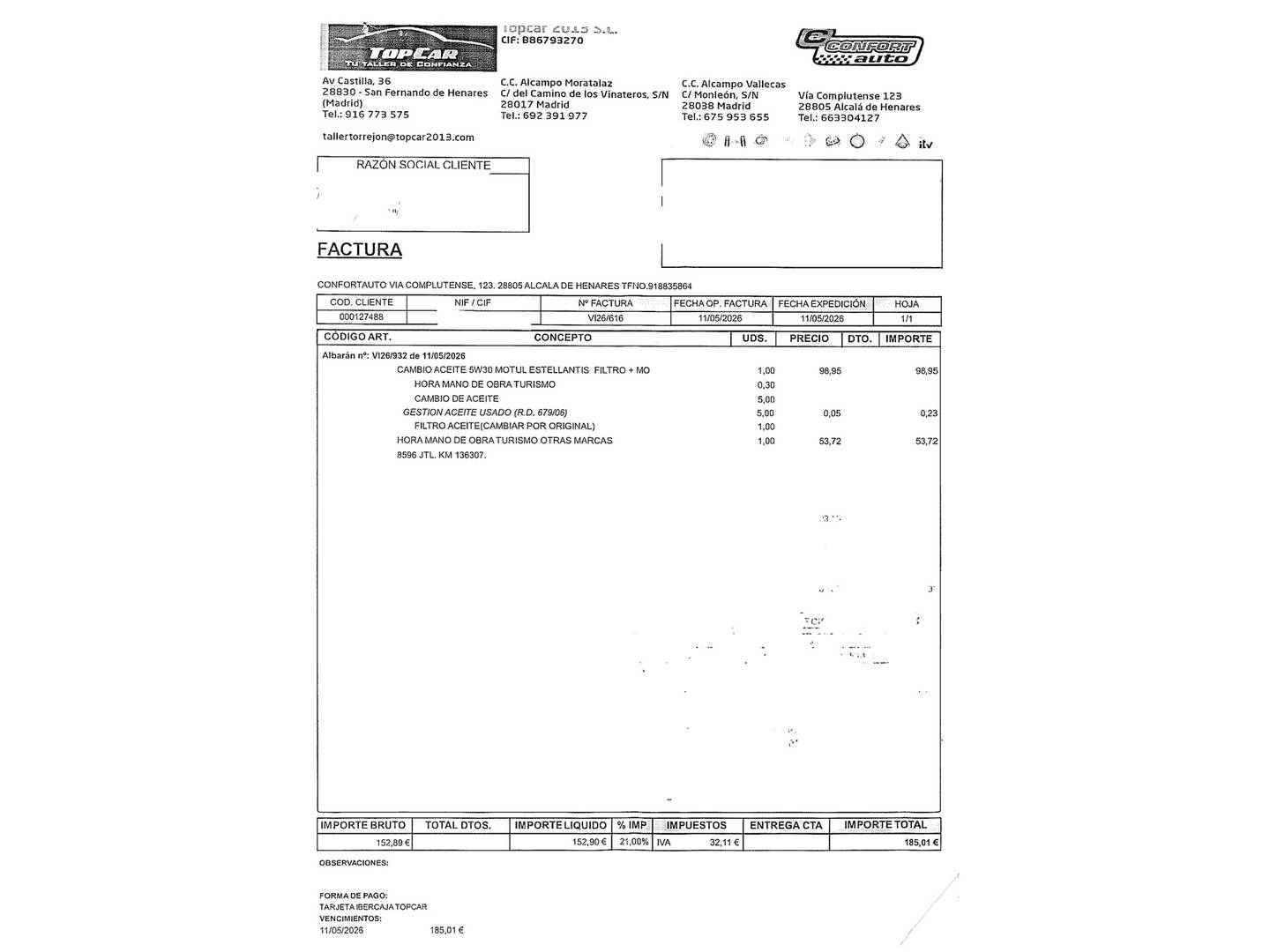 Foto del mantenimiento del Peugeot 308 Peugeot 308 PureTech 110 S&S Style (110 CV)