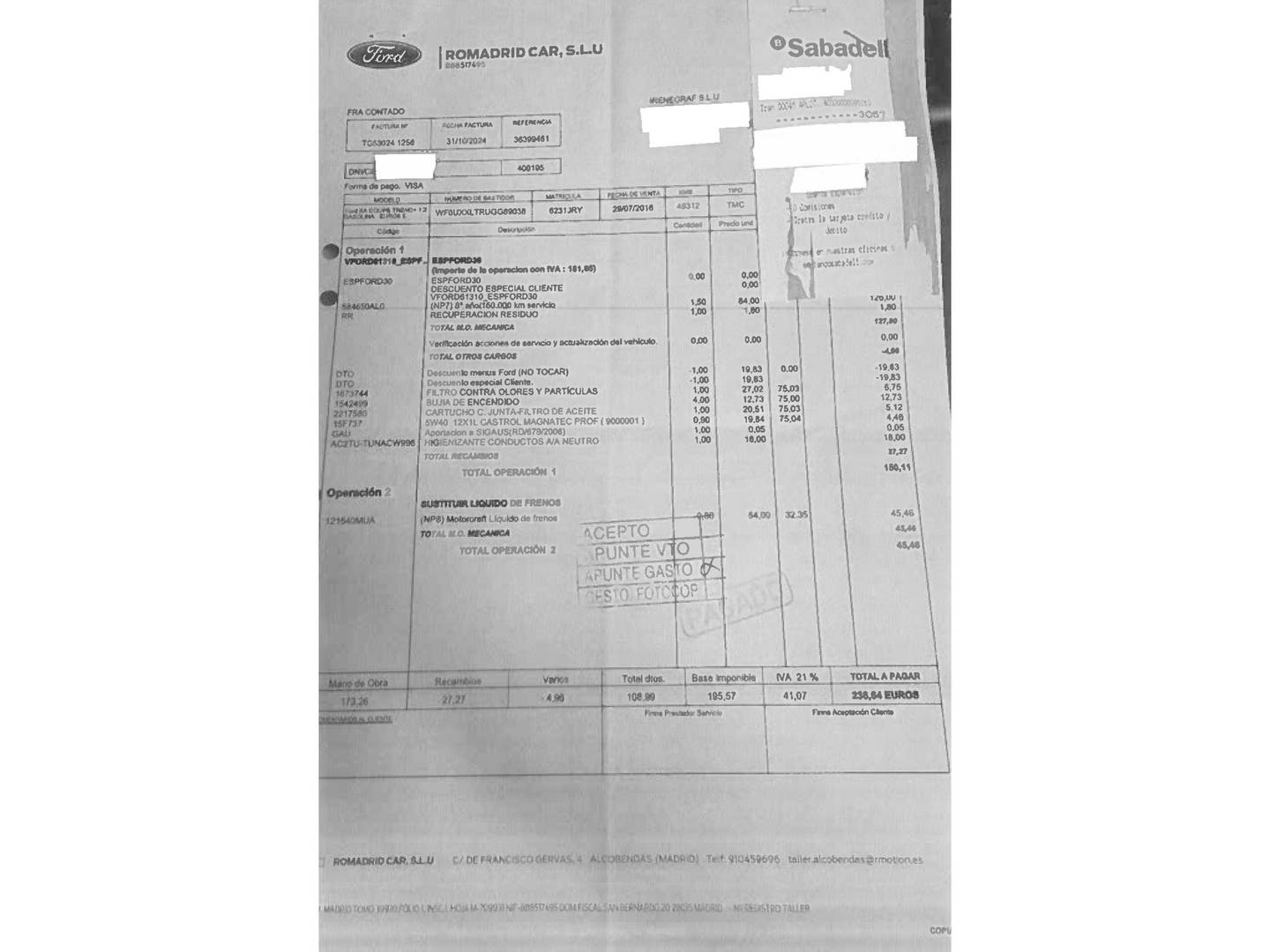 Foto del mantenimiento del Ford Ka Ford Ka 1.2 Duratec S&S Trend+ (69 CV)
