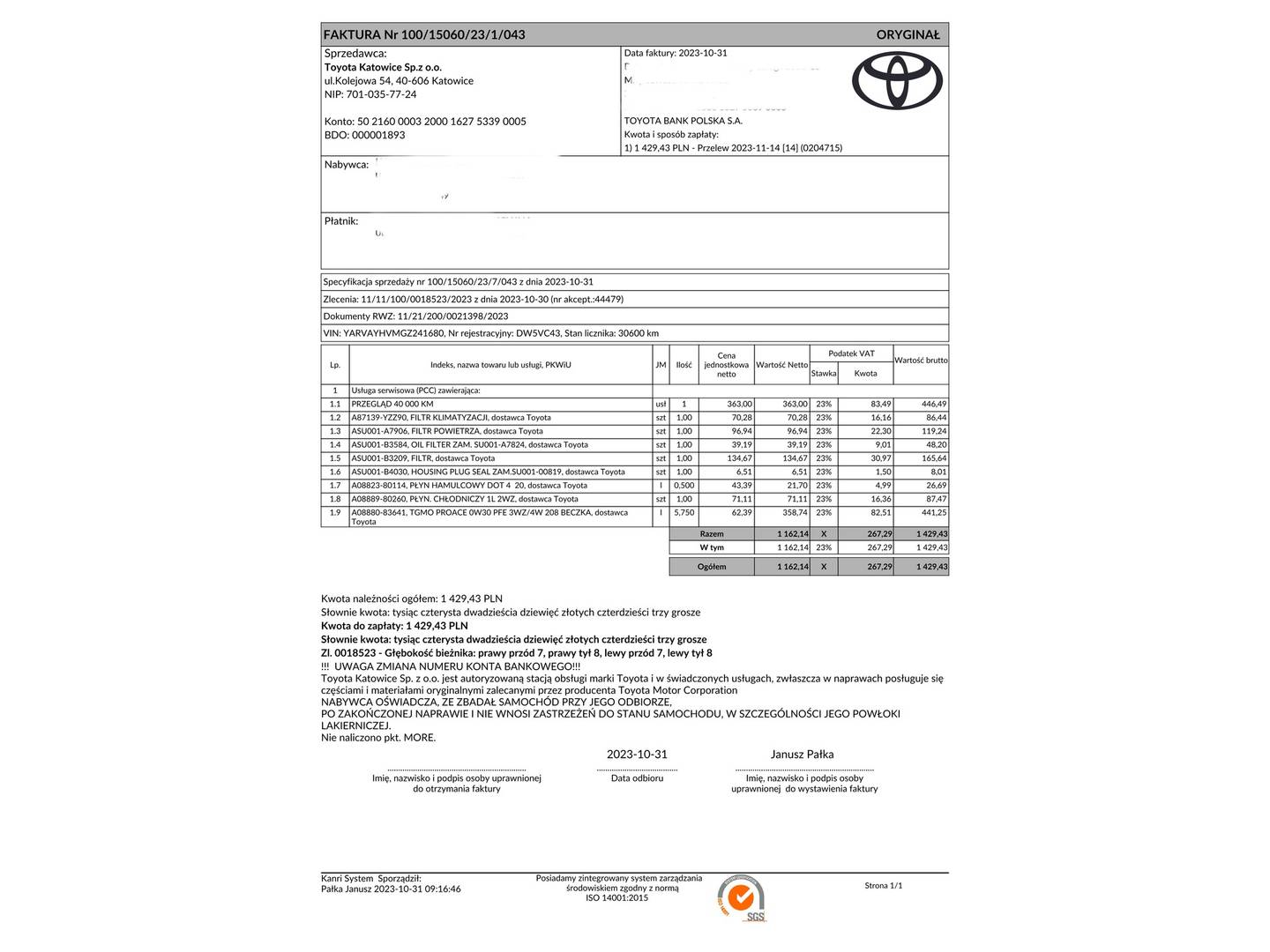 Foto del mantenimiento del Toyota Proace Verso Toyota Proace Verso 1.5D Shuttle VX L2 (120 CV) 9 plazas