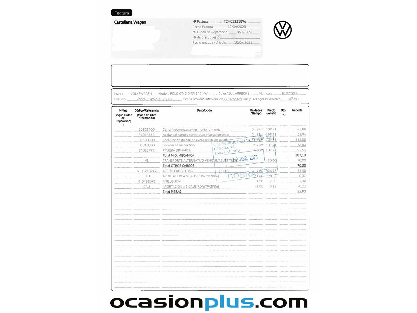 Foto del mantenimiento del Volkswagen Polo Volkswagen Polo GTI 2.0 TSI (200 CV) DSG