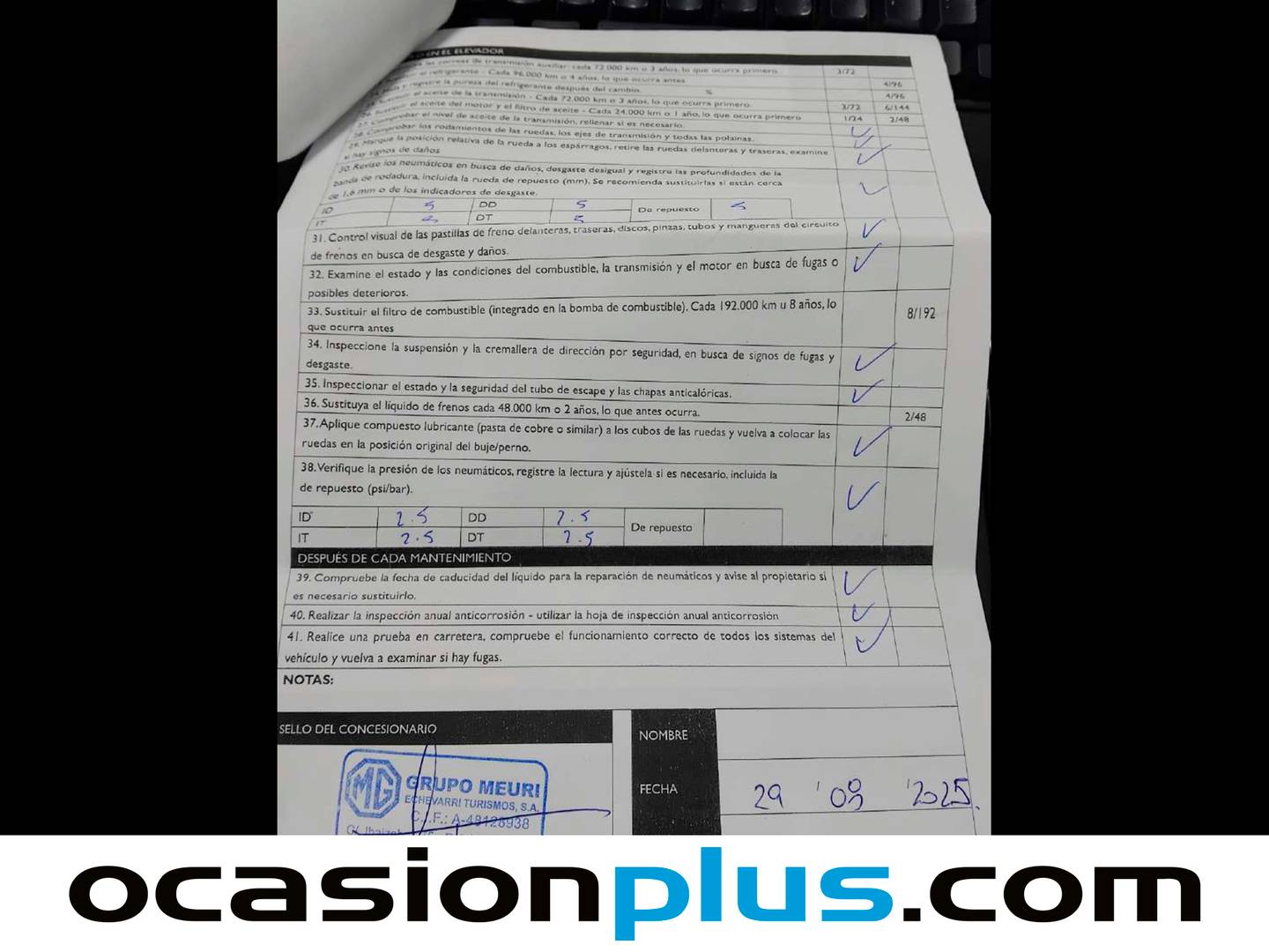 Foto del mantenimiento del MG ZS MG ZS 1.0T Luxury Auto (111 CV)