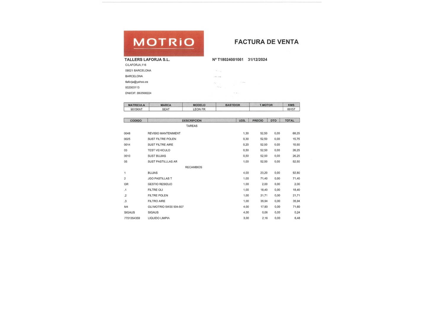 Foto del mantenimiento del Seat León SEAT León ST ST 1.4 TSI S&S FR Advanced (125 CV)