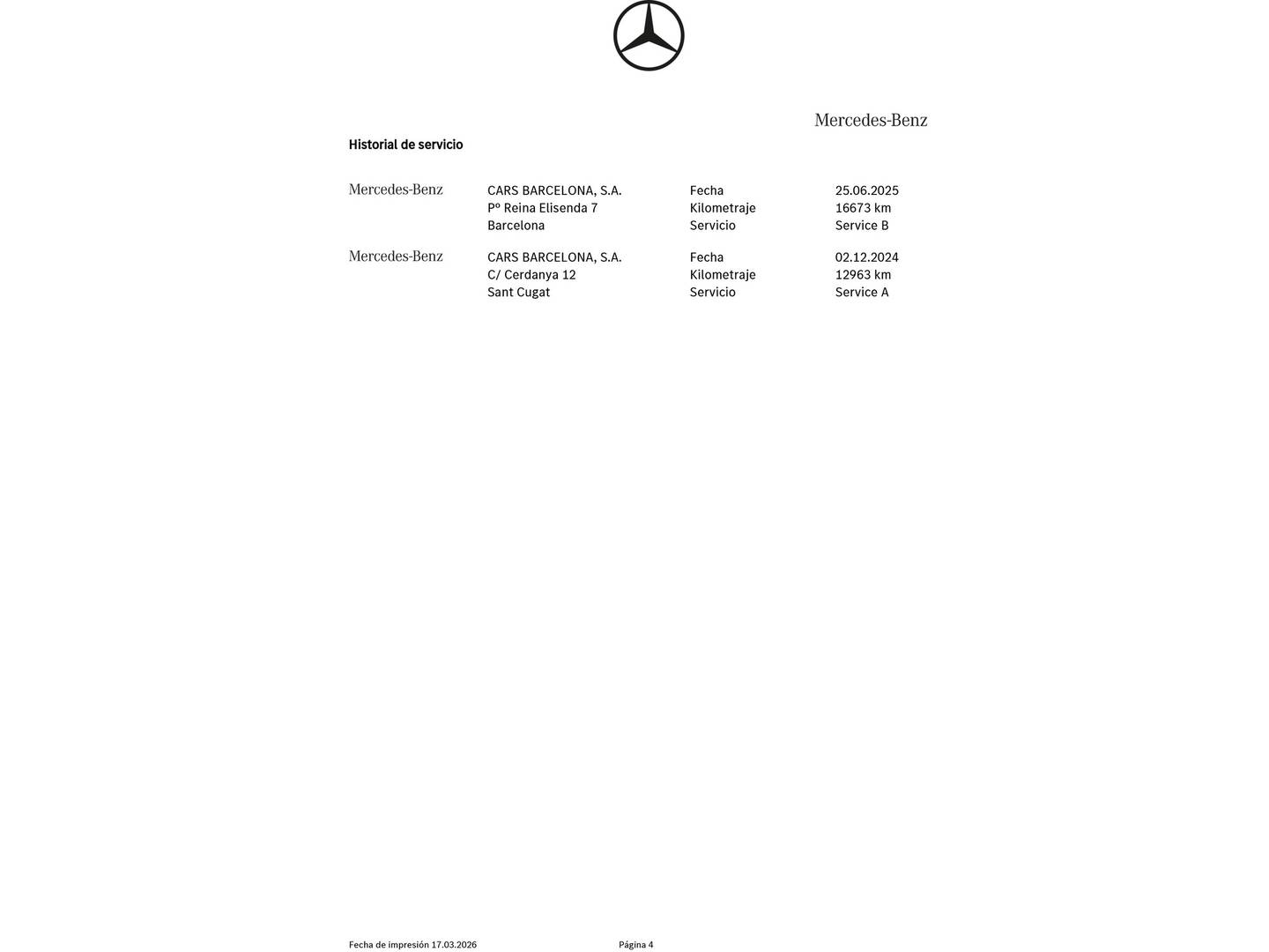 Foto del mantenimiento del Mercedes GLB Mercedes-Benz GLB GLB 220 D 4MATIC (190 CV)