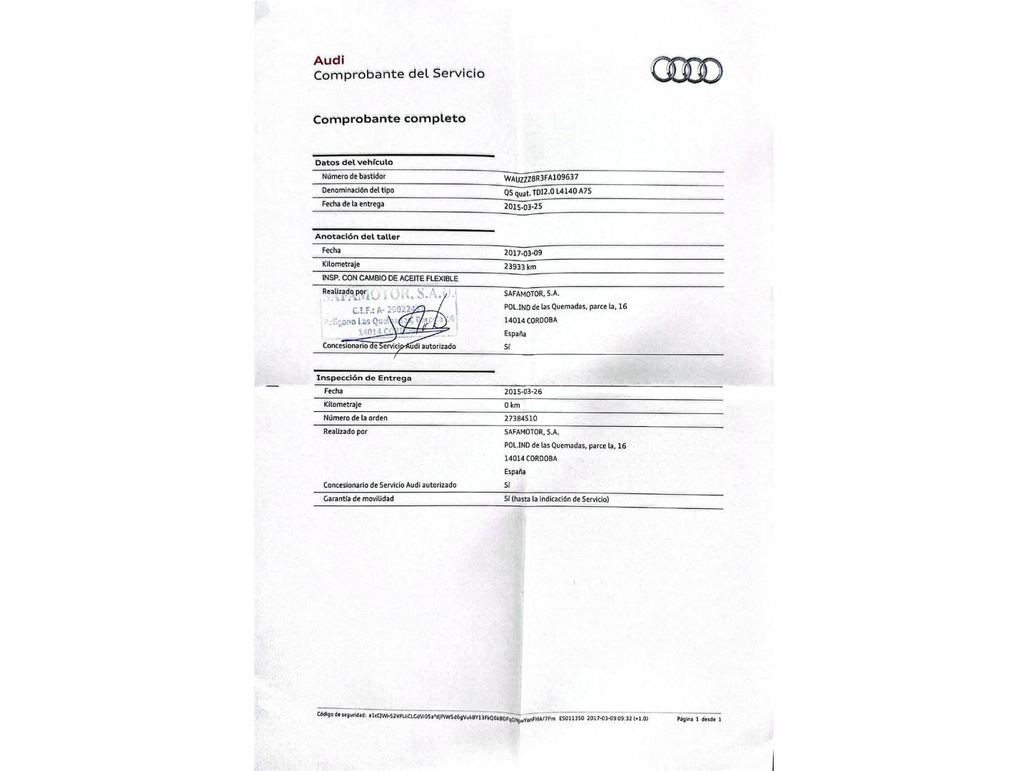 Foto del mantenimiento del Audi Q5 Audi Q5 2.0 TDI clean diesel quattro (190 CV) S tronic