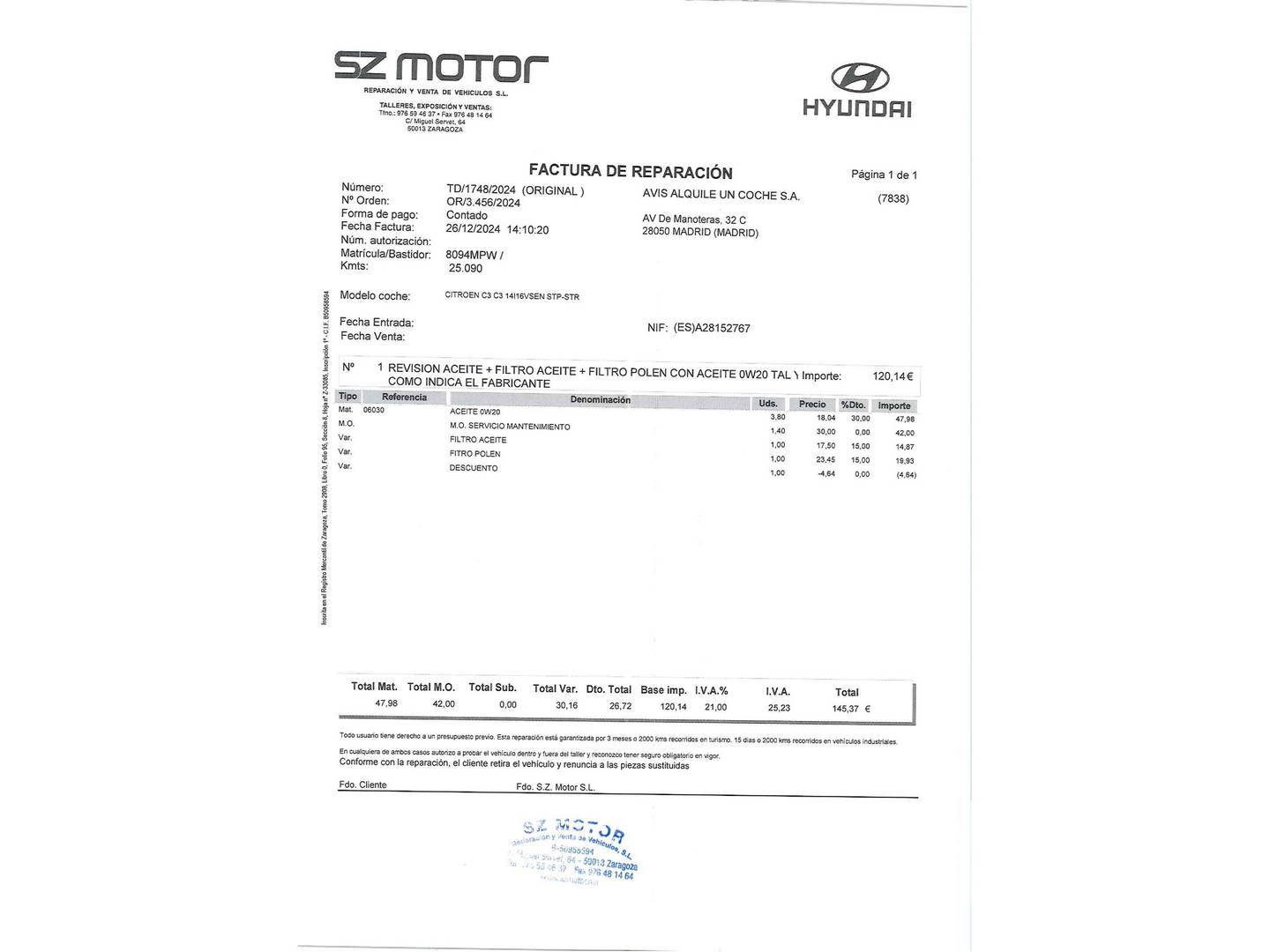 Foto del certificado del Citroën C3 Citroën C3 PureTech 83 Plus (83 CV)
