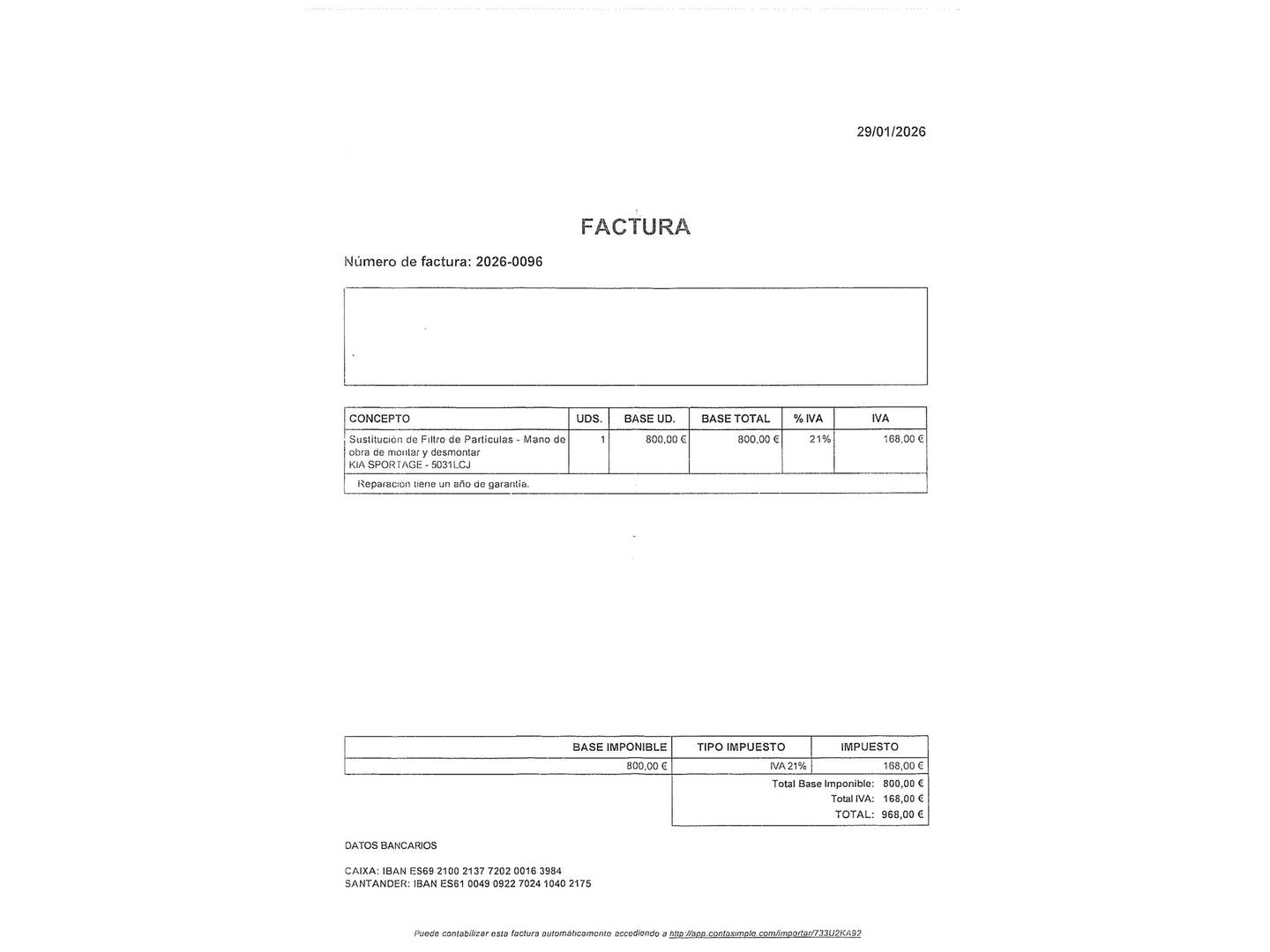 Foto del mantenimiento del KIA Sportage KIA Sportage 1.6 MHEV Drive 4x2 (115 CV)