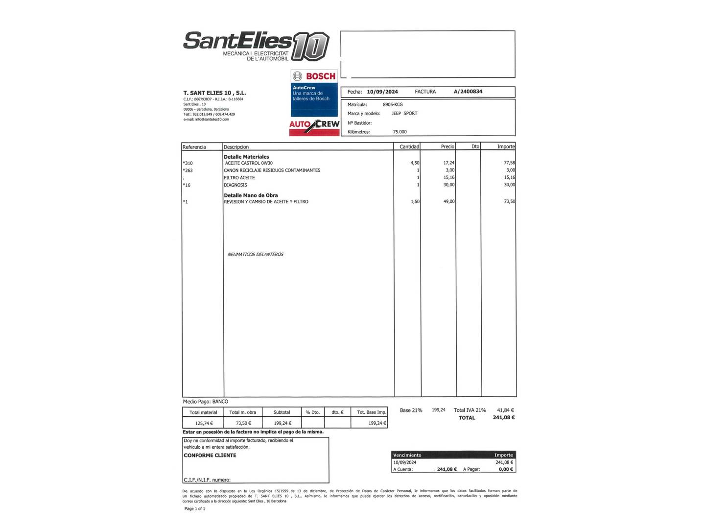 Foto del mantenimiento del Jeep Renegade Jeep Renegade Renegade 1.6 E-TORQ Sport FWD E6 (110 CV)