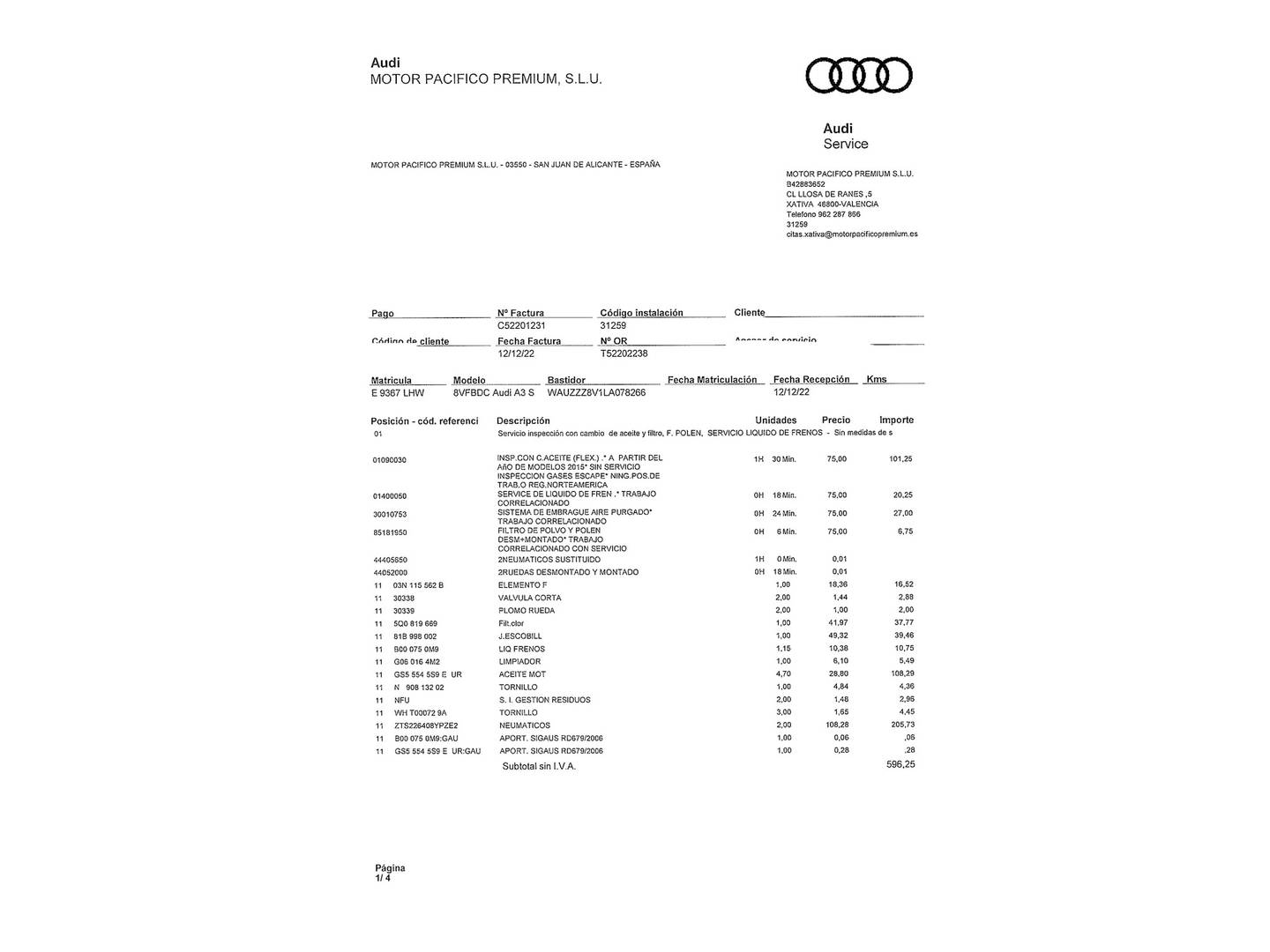 Foto del mantenimiento del Audi A3 Audi A3 Sportback ALL-IN edition 30 TDI (116 CV) PACK S-LINE