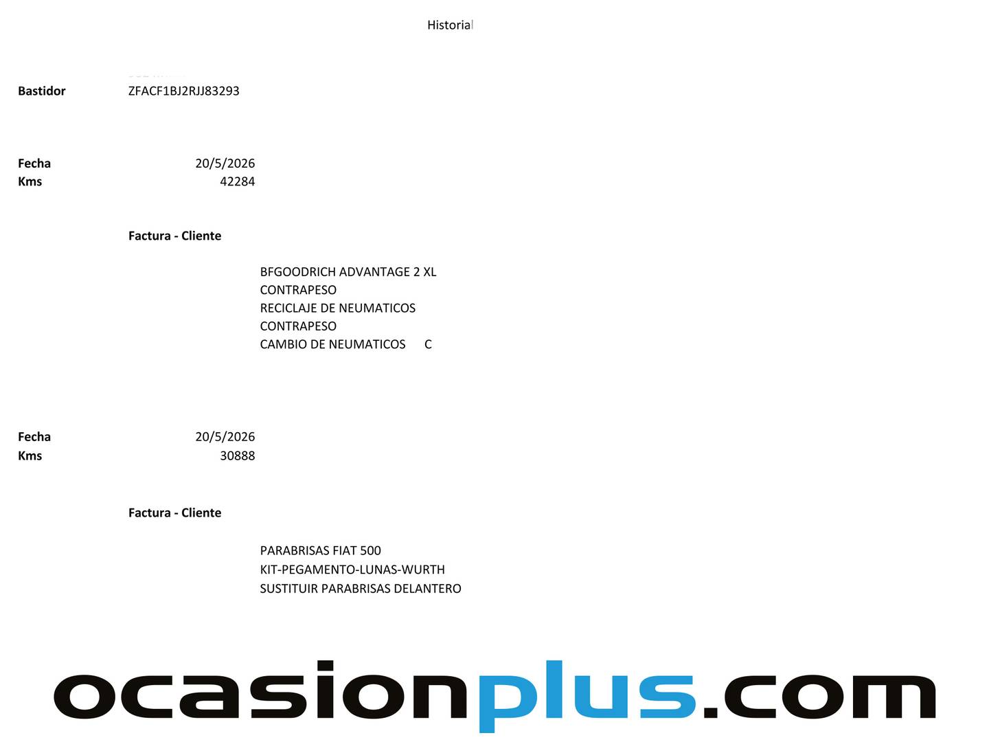 Foto del mantenimiento del Fiat 500 Fiat 500 Dolcevita 1.0 Hybrid (70 CV)