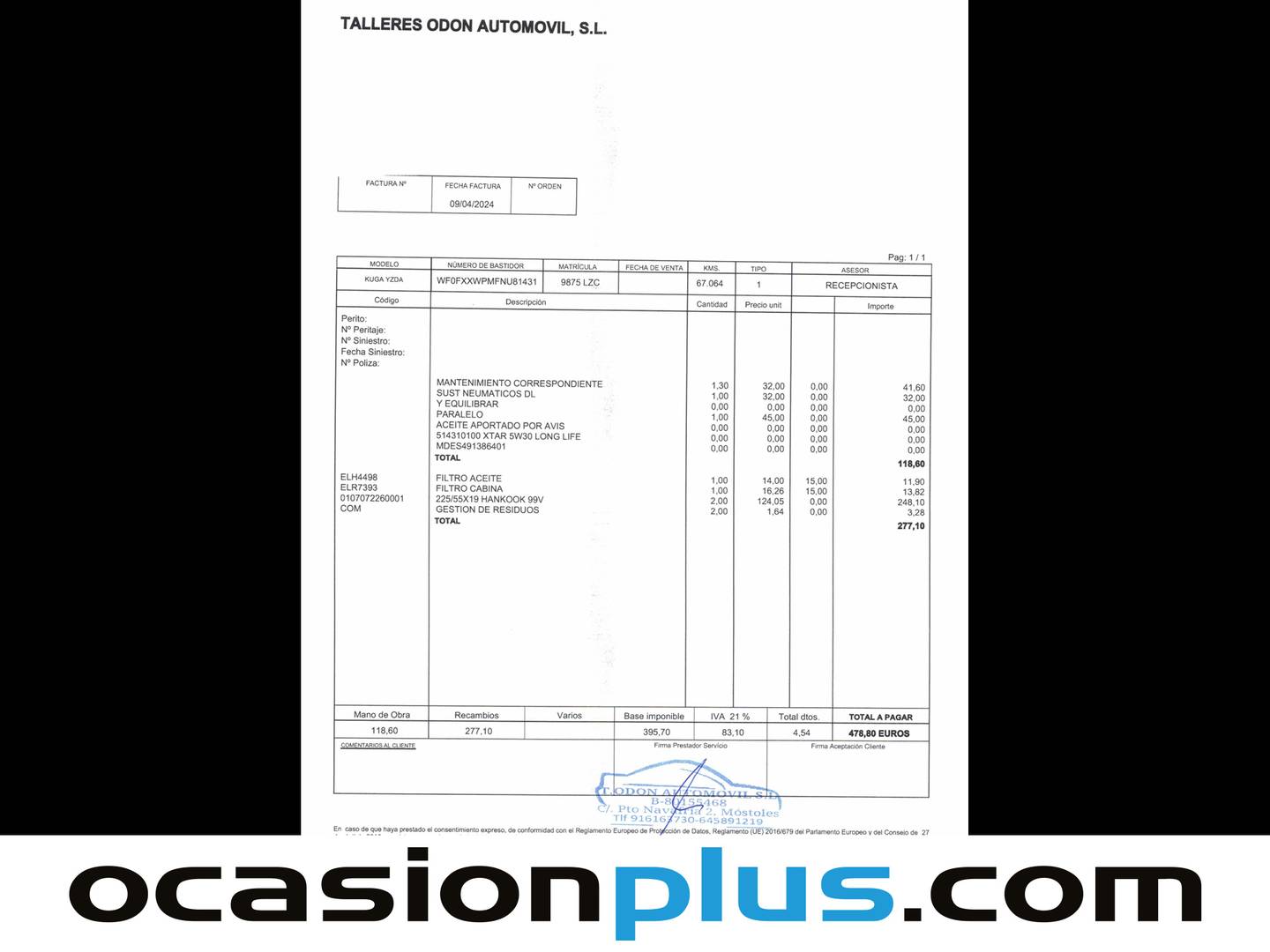 Foto del mantenimiento del Ford Kuga Ford Kuga 1.5T EcoBoost ST-Line X 4x2 (150 CV)