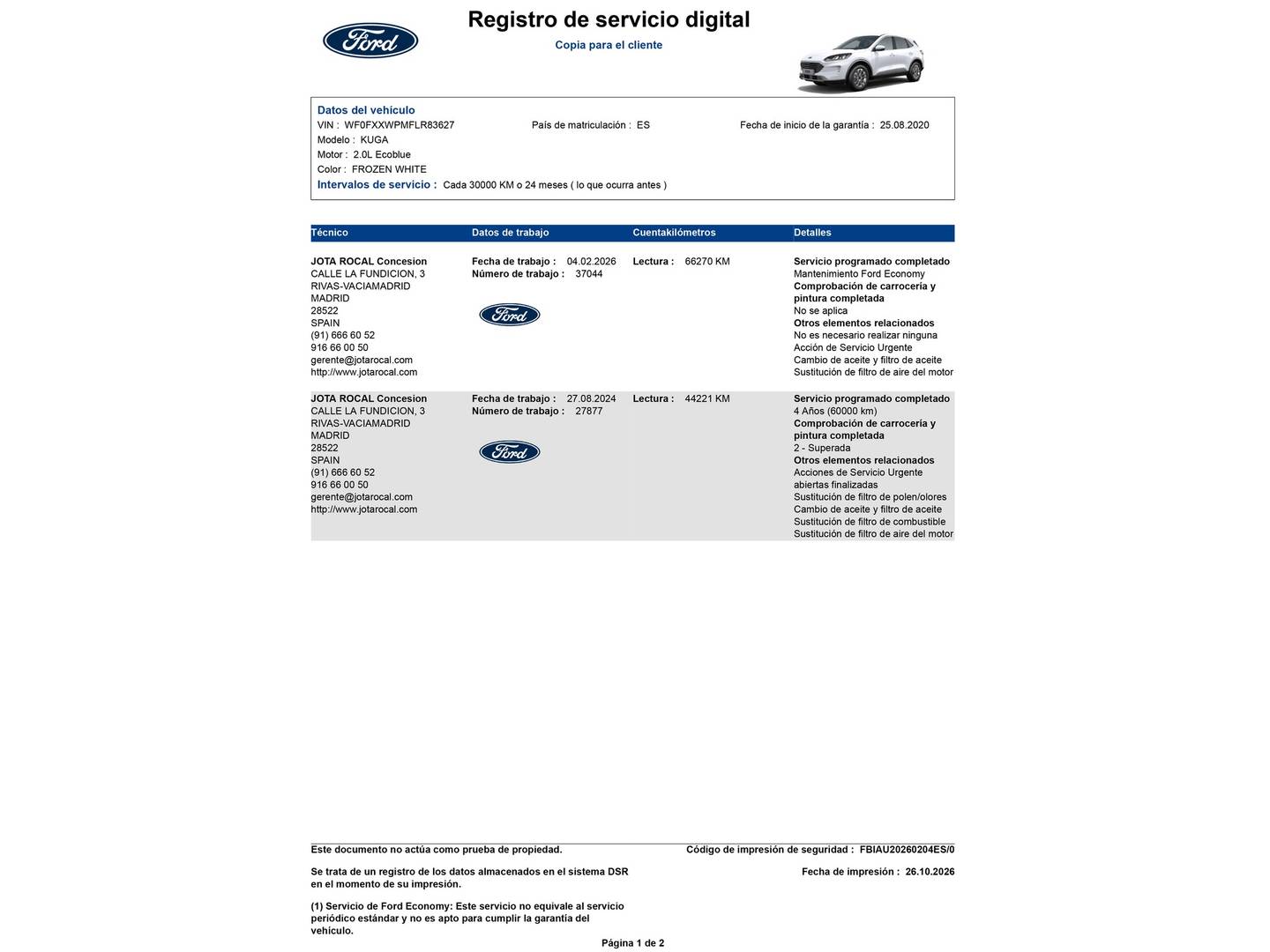 Foto del mantenimiento del Ford Kuga Ford Kuga 2.0 EcoBlue MHEV Trend (150 CV)
