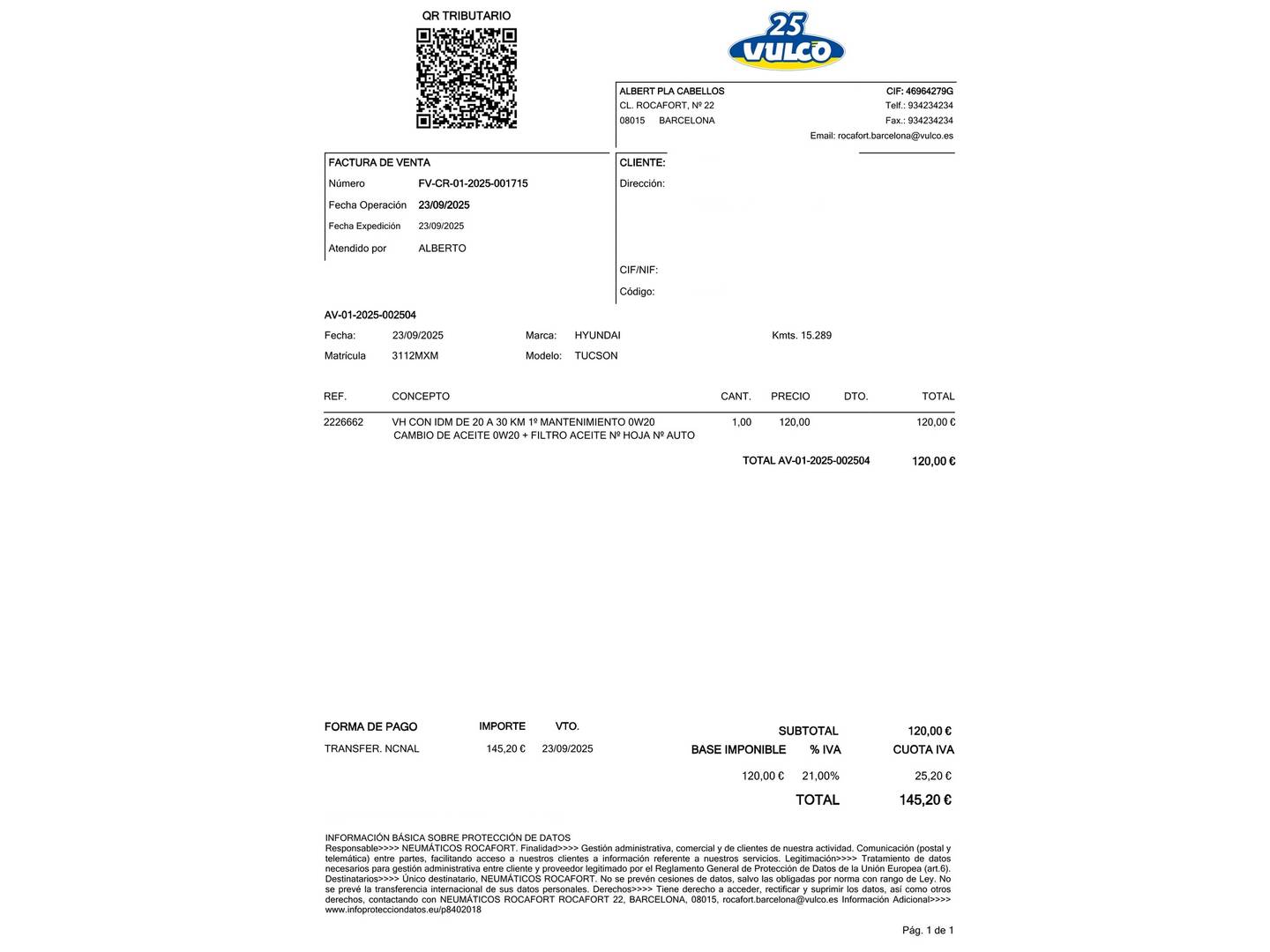 Foto del mantenimiento del Hyundai Tucson Hyundai Tucson 1.6T HEV Klass AT (215 CV)