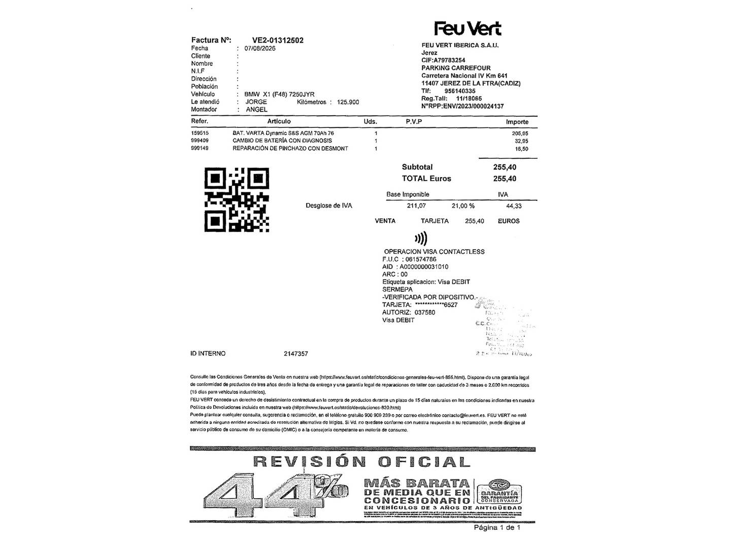 Foto del mantenimiento del BMW X1 BMW X1 sDrive18d (150 CV)