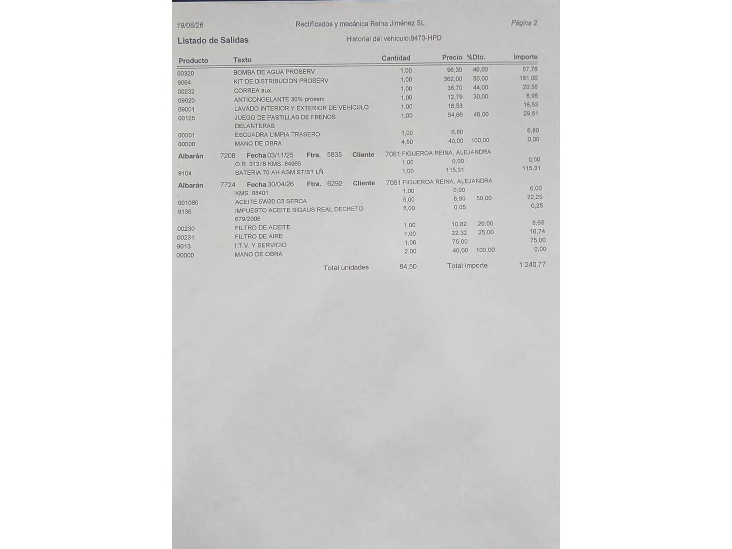 Foto del mantenimiento del Skoda Rapid Skoda Rapid 1.6 TDI CR Ambition (105 CV)