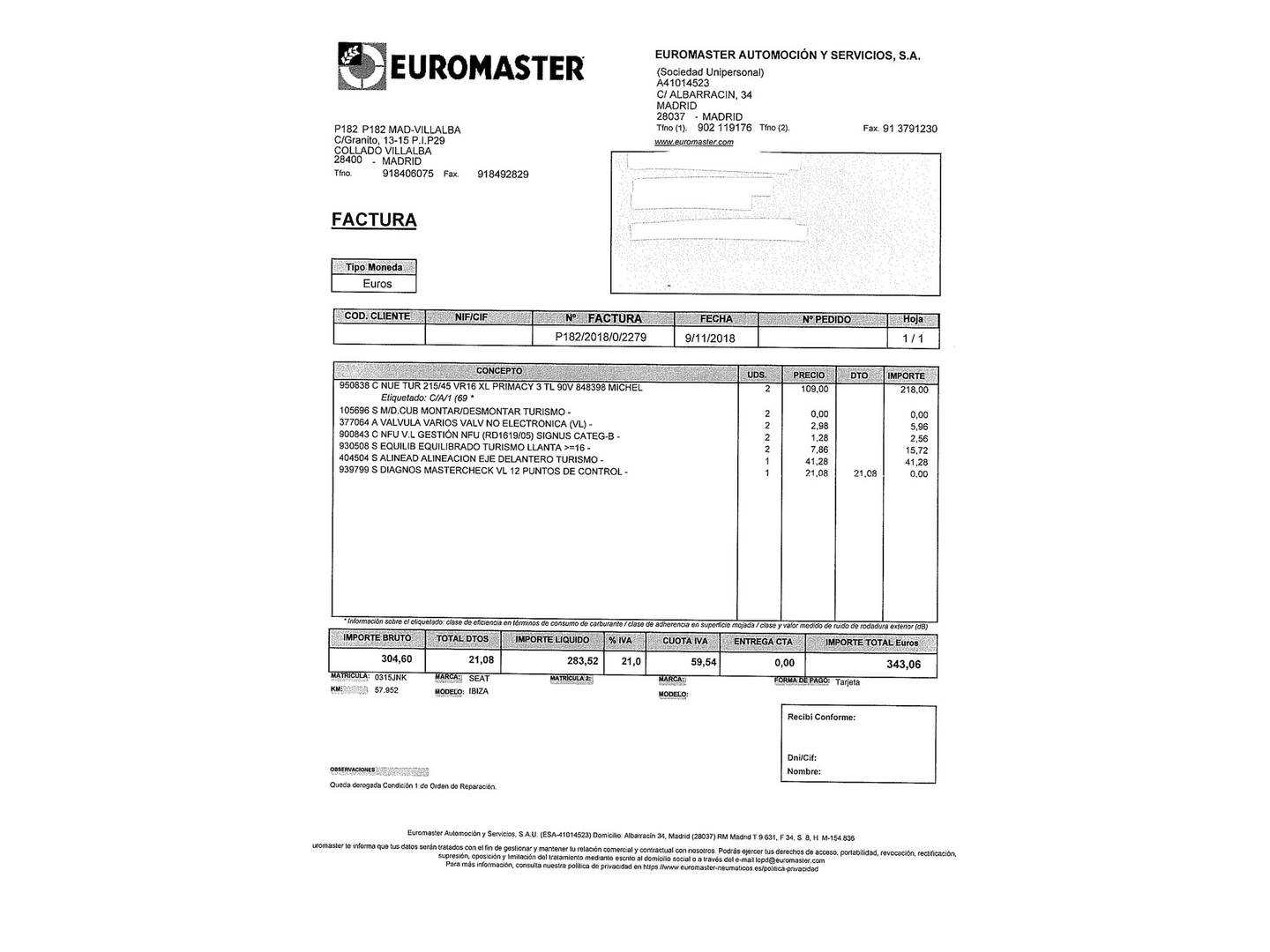 Foto del mantenimiento del Seat Ibiza Seat Ibiza 1.4 TDI Style Connect (90 CV)