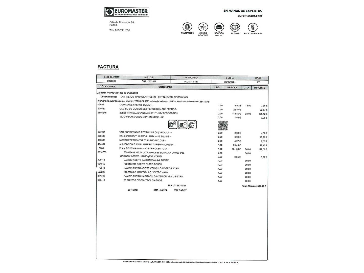 Foto del mantenimiento del Volkswagen Caddy Volkswagen Caddy Cargo Cargo 2.0 TDI (75 CV)