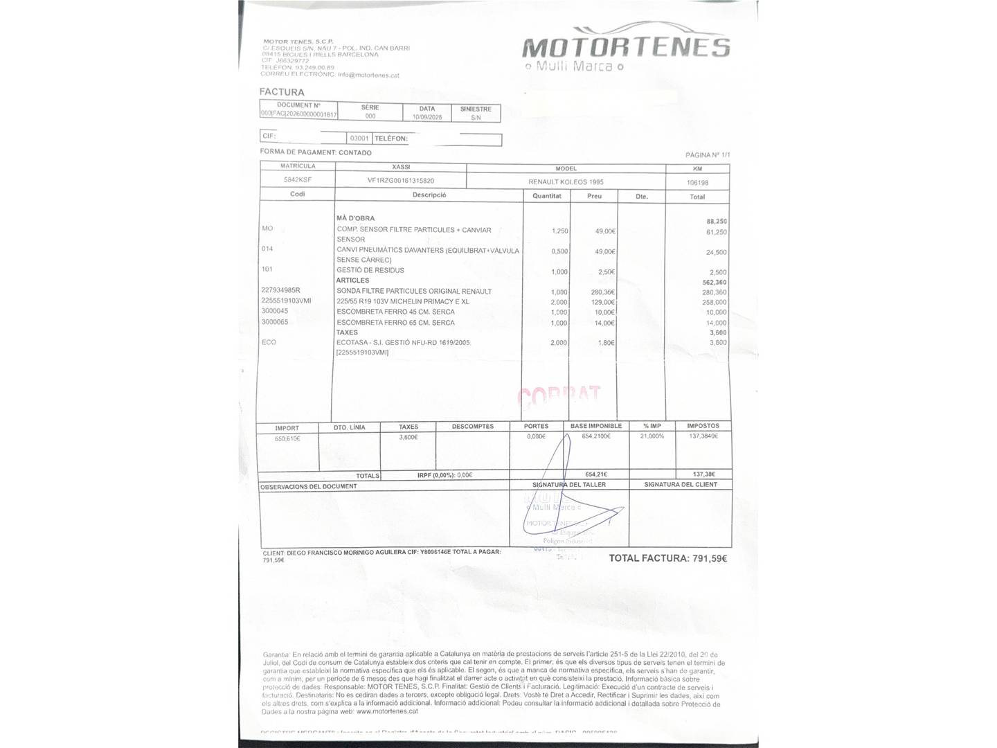Foto del mantenimiento del Renault Koleos Renault Koleos Initiale Paris dCi 175 X-Tronic 4x4 (175 CV)