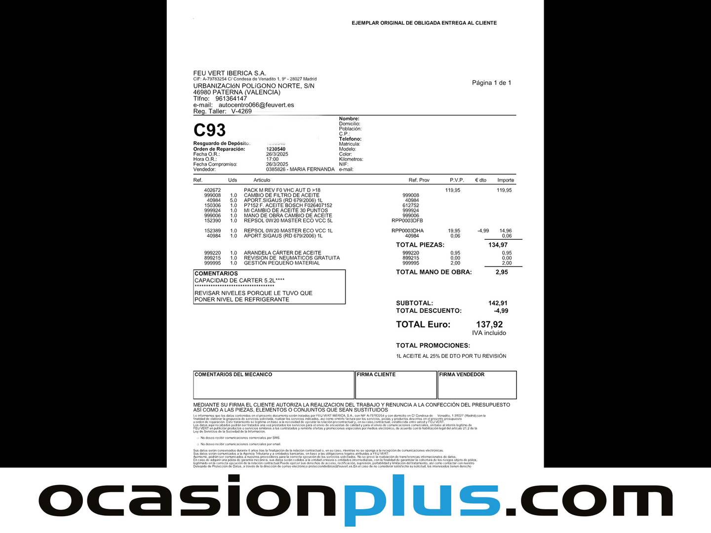 Foto del mantenimiento del Volvo V40 Cross Country Volvo V40 Cross Country D2 Plus (120 CV)