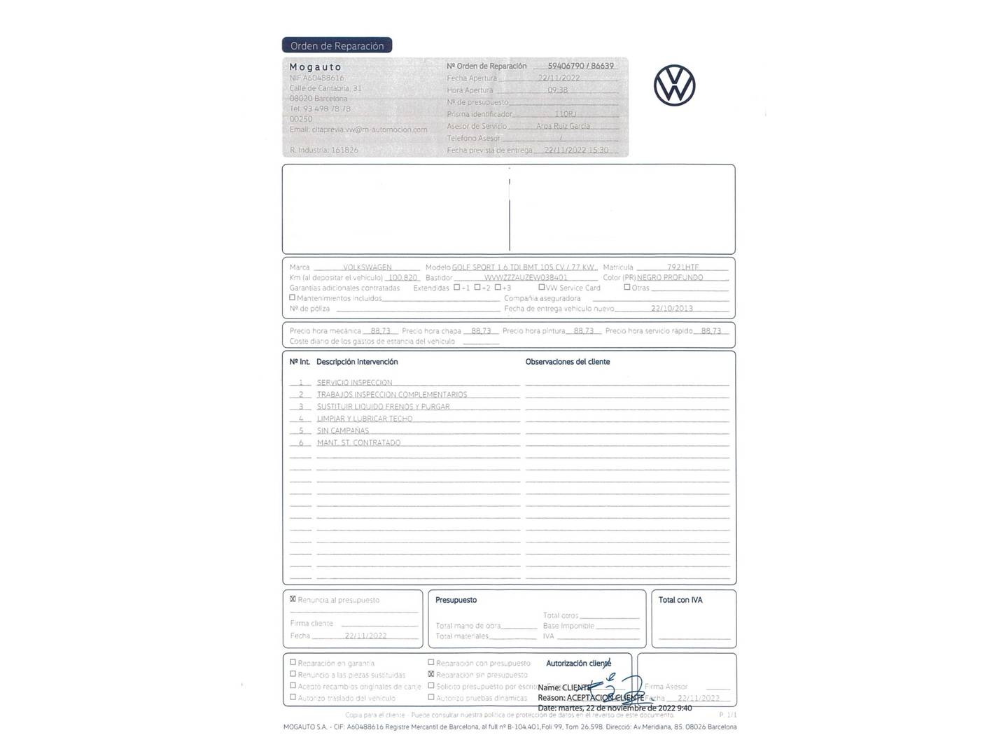 Volkswagen Golf Volkswagen Golf Sport 1.6 TDI (105 CV) diésel