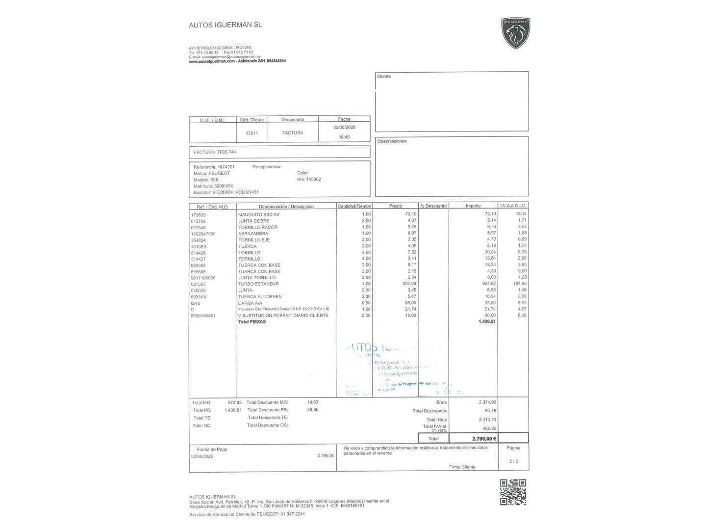 Foto del mantenimiento del Peugeot 508 Peugeot 508 2.0 HDI Allure Auto (163 CV)