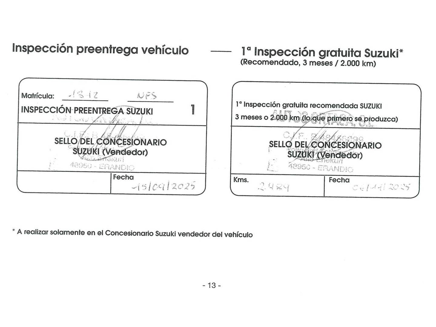 Foto del mantenimiento del Suzuki Swift Suzuki Swift 1.2 Mild Hybrid S2 4WD (83 CV)