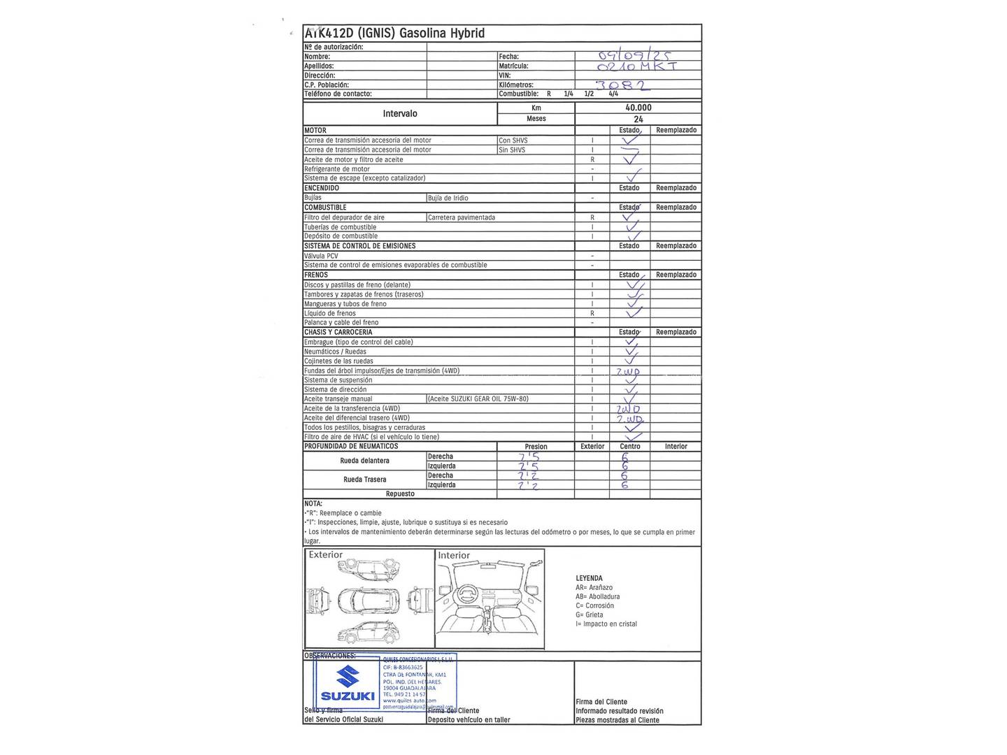 Foto del mantenimiento del Suzuki Ignis Suzuki Ignis 1.2 Mild Hybrid GLE (83 CV)