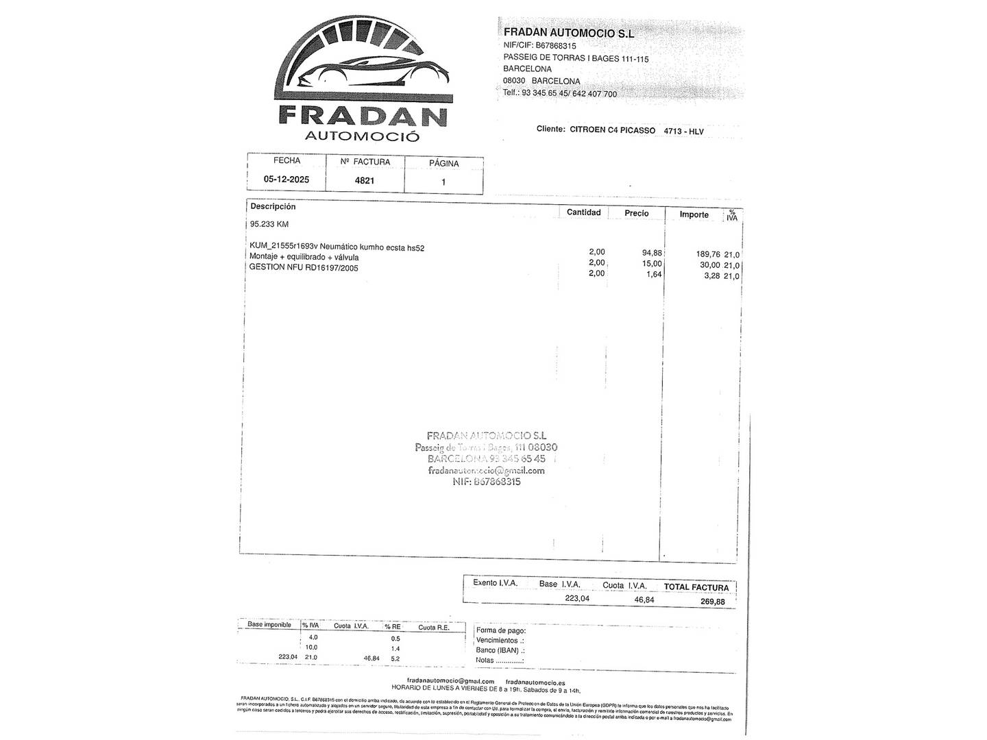 Foto del mantenimiento del Citroën Grand C4 Picasso Citroën Grand C4 Picasso 1.6 HDI Seduction (112 CV) 7 Plazas