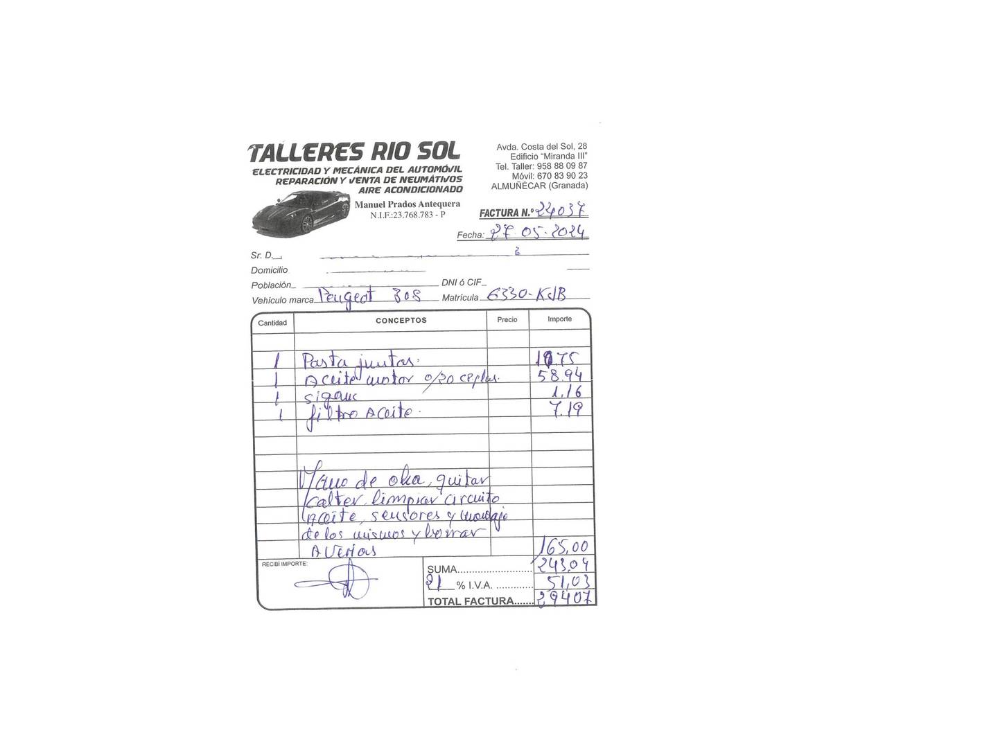 Foto del mantenimiento del Peugeot 308 Peugeot 308 PureTech 130 S&S Style (130 CV)
