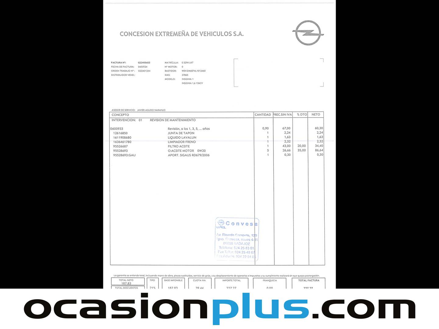 Foto del mantenimiento del Opel Insignia Opel Insignia GS 1.6 CDTI Turbo D 120 Aniversario (136 CV)