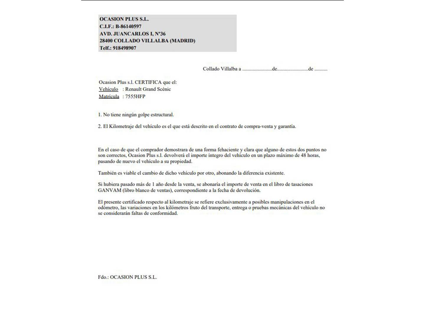 Foto del certificado del Renault Grand Scénic Renault Grand Scenic Bose Edition Energy dCi (130 CV) 7 Plazas