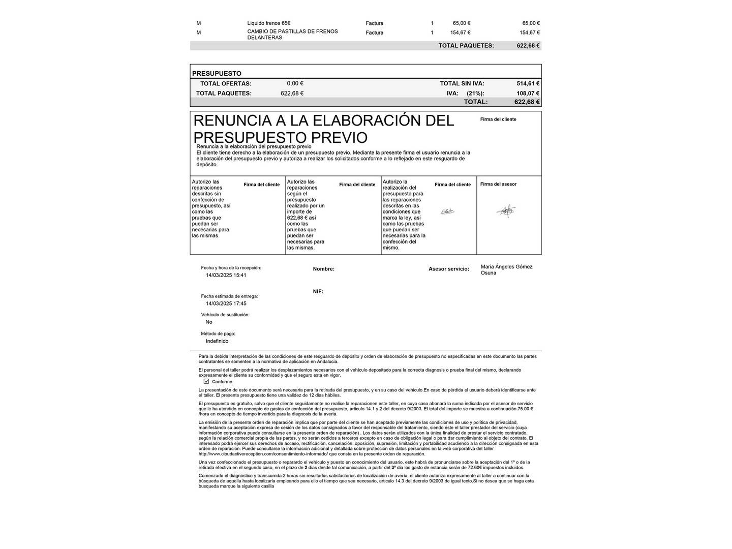 Foto del mantenimiento del Seat Arona Seat Arona 1.0 TSI Ecomotive Xcellence DSG (110 CV)