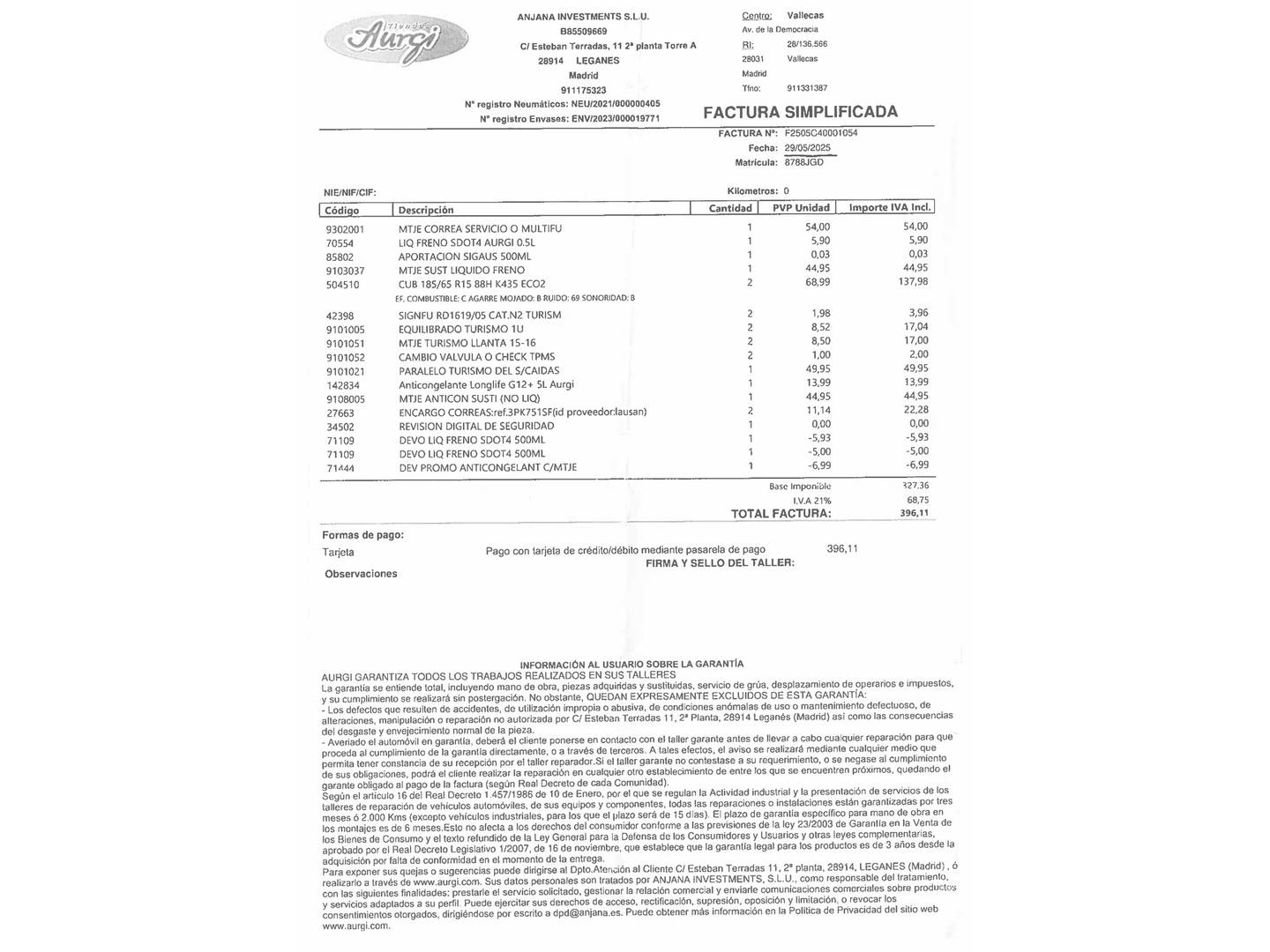 Foto del mantenimiento del Dacia Sandero Dacia Sandero 1.2 Ambiance (75 CV)