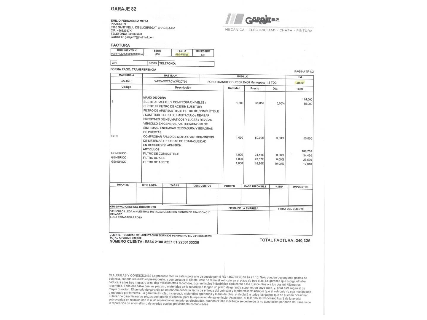 Foto del mantenimiento del Ford Transit Courier Ford Transit Courier Furgon 1.5 TDCI Trend (75 CV)