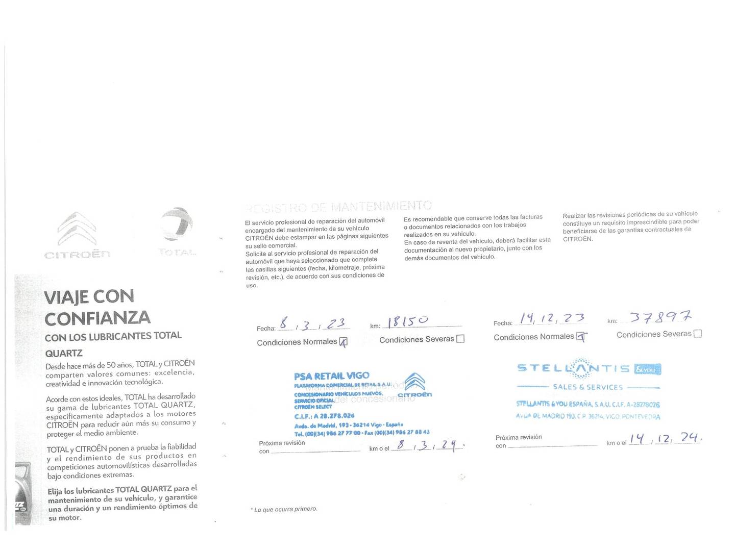 Foto del certificado del Citroën Berlingo Citroën Berlingo Combi BlueHDi 100 S&S Talla M Feel Pack (102 CV)