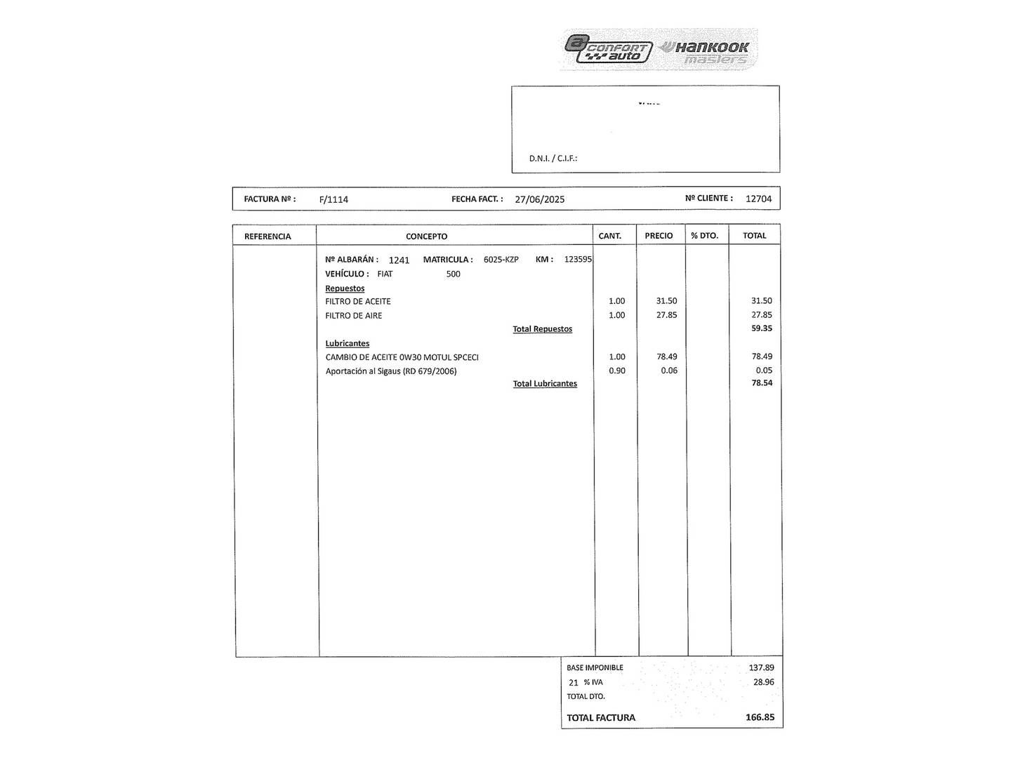 Foto del mantenimiento del Fiat 500X Fiat 500X 1.6 MultiJet Cross 4x2 (120 CV)