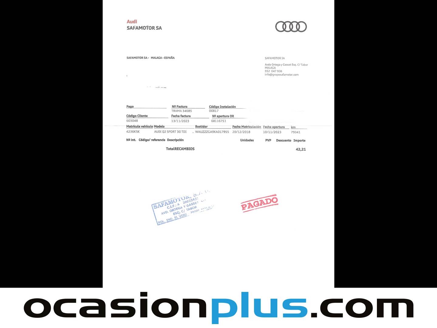 Foto del mantenimiento del Audi Q2 Audi Q2 sport 30 TDI  (116 CV) S tronic