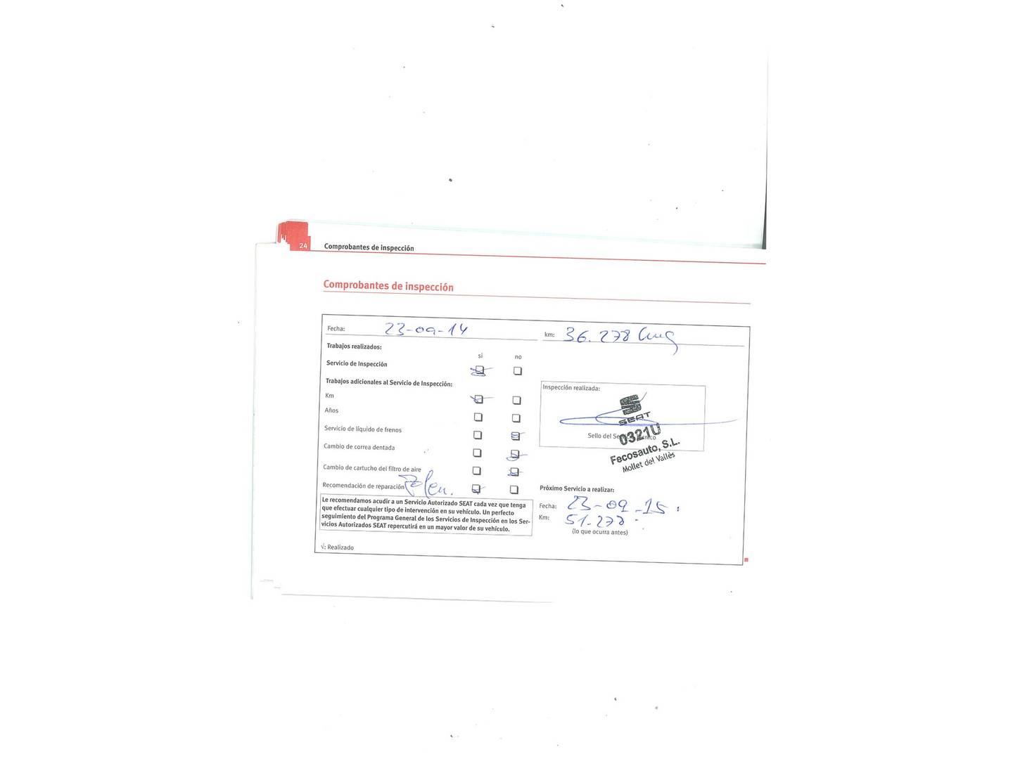 Foto del mantenimiento del Seat Altea Seat Altea 1.4 TSI Style (125 CV)