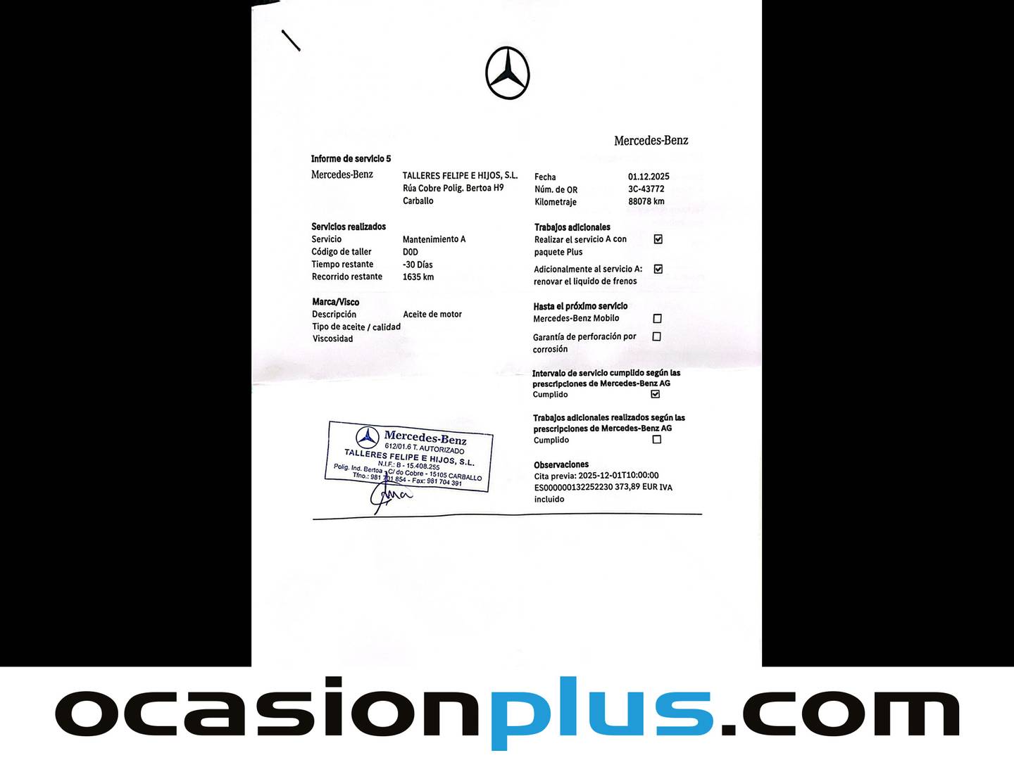Foto del mantenimiento del Mercedes CLA Mercedes CLA 250 Shooting Brake 4Matic (224 CV) PACK AMG