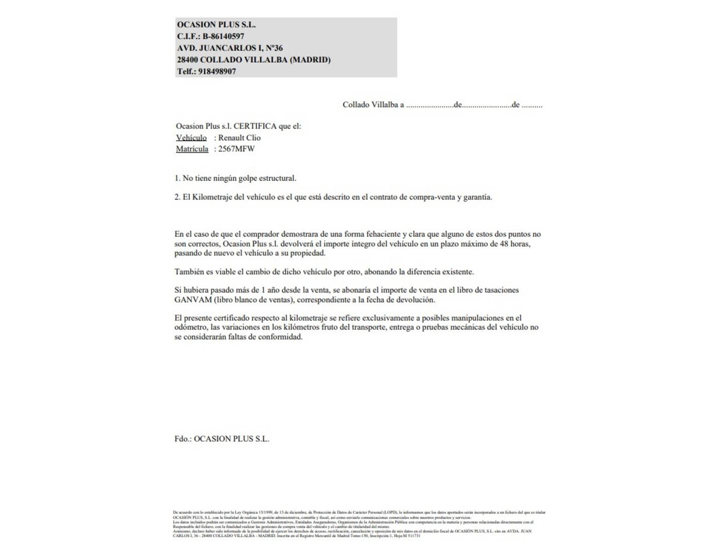 Foto del certificado del Renault Clio Renault Clio Techno TCe  (90 CV)