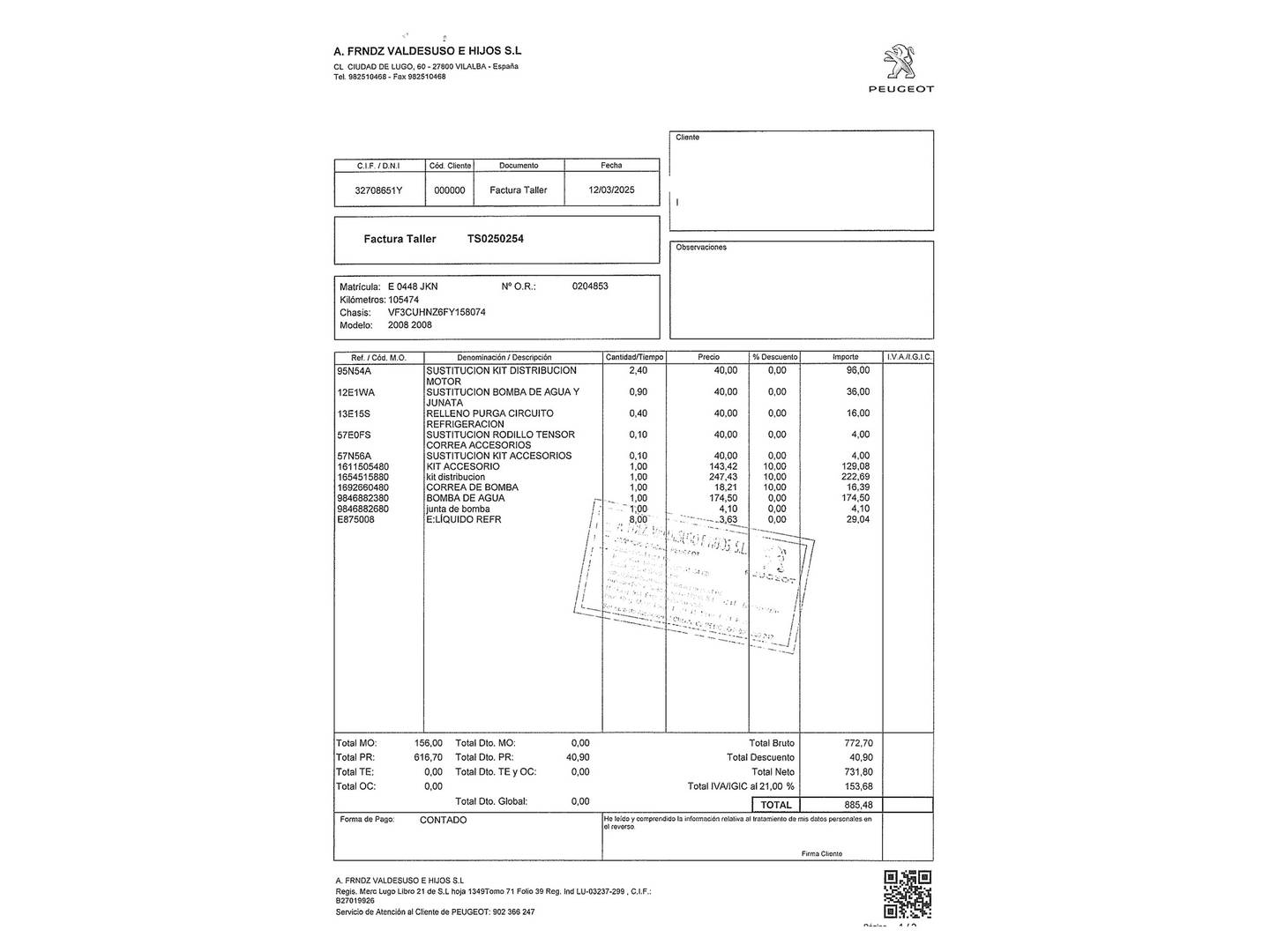 Foto del mantenimiento del Peugeot 2008 Peugeot 2008 PureTech 110 S&S Crossway (110 CV)